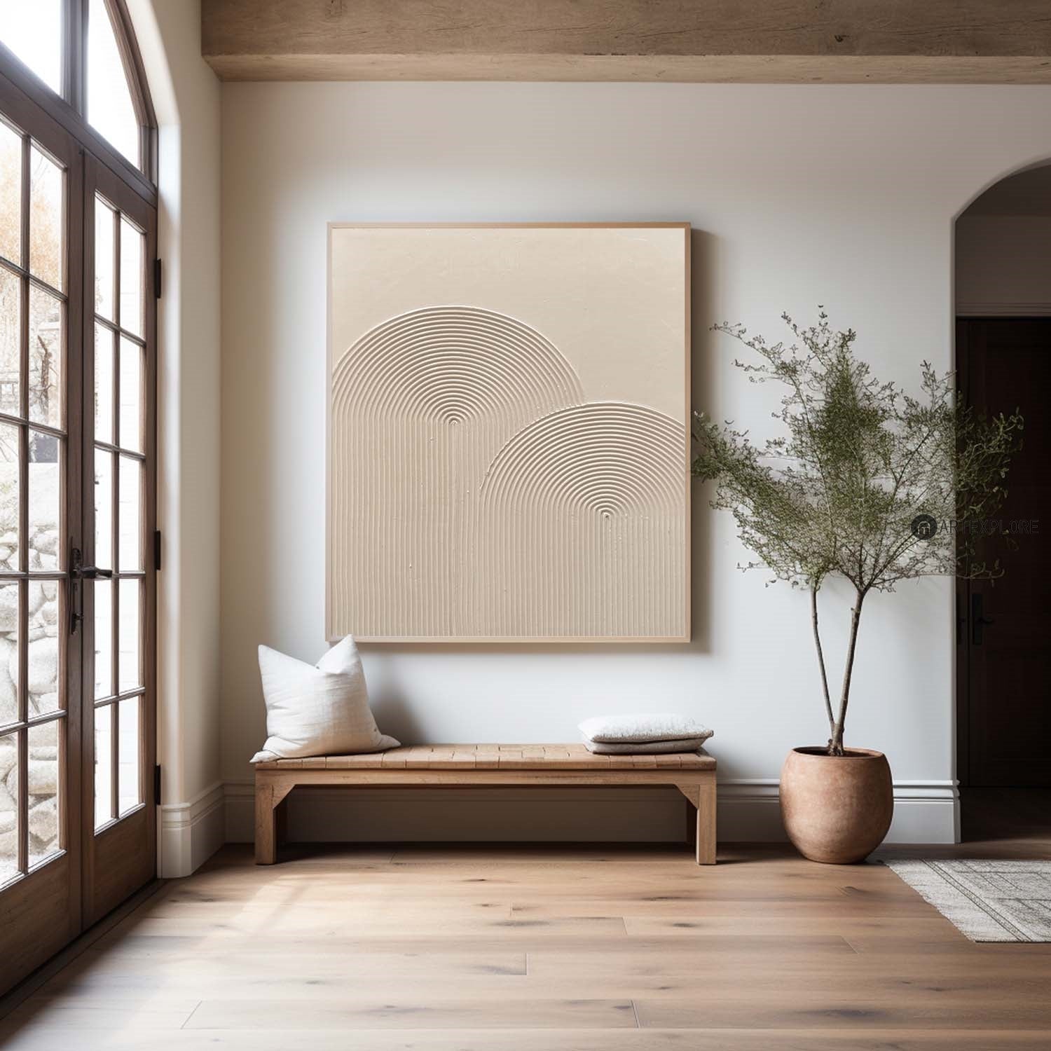 Beige Arch Line Minimalist Painting