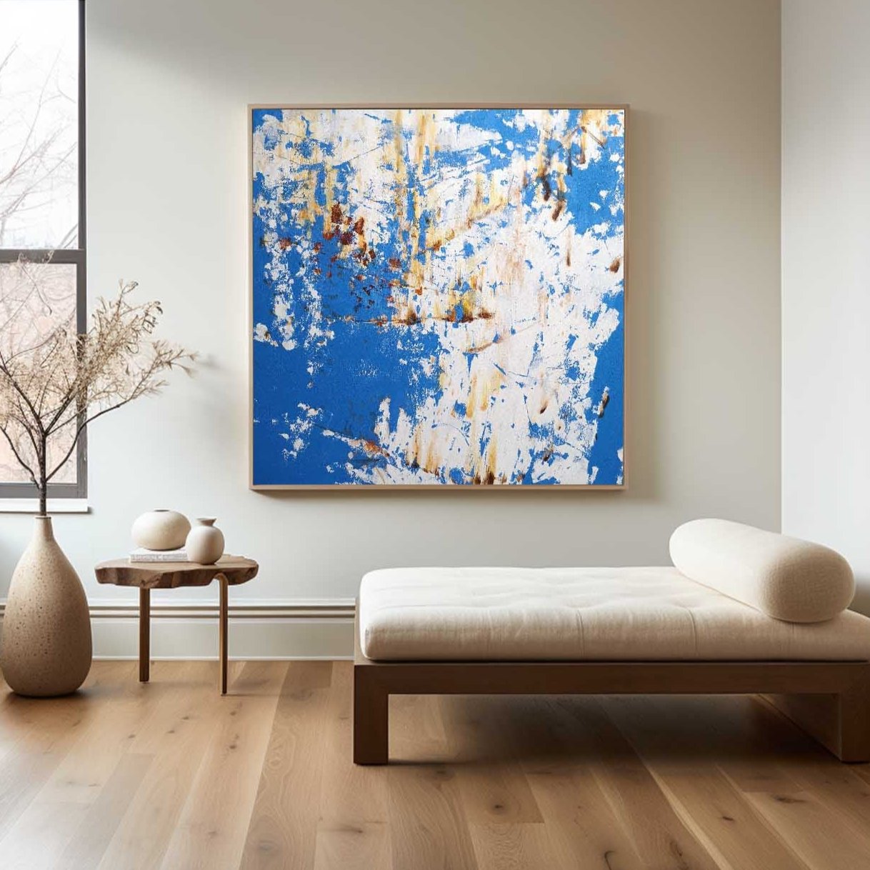 lue Gold Abstract Canvas Wall Art