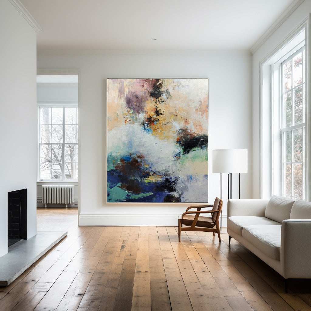 Abstract Blue Black Mixed Media Textured Wall Art