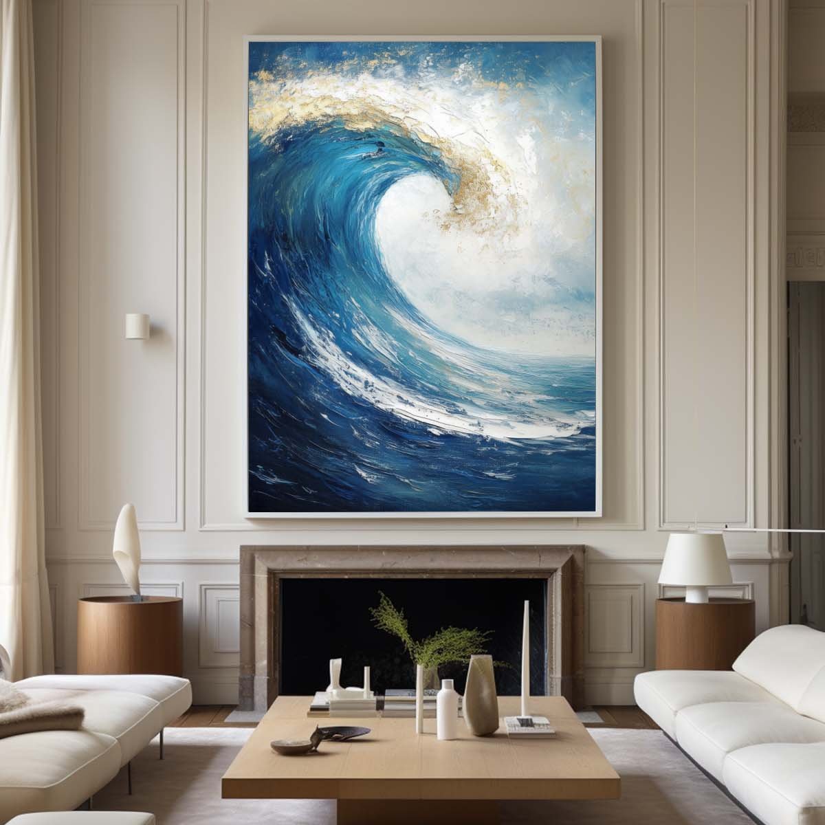 Blue Ocean Wave Coastal Painting