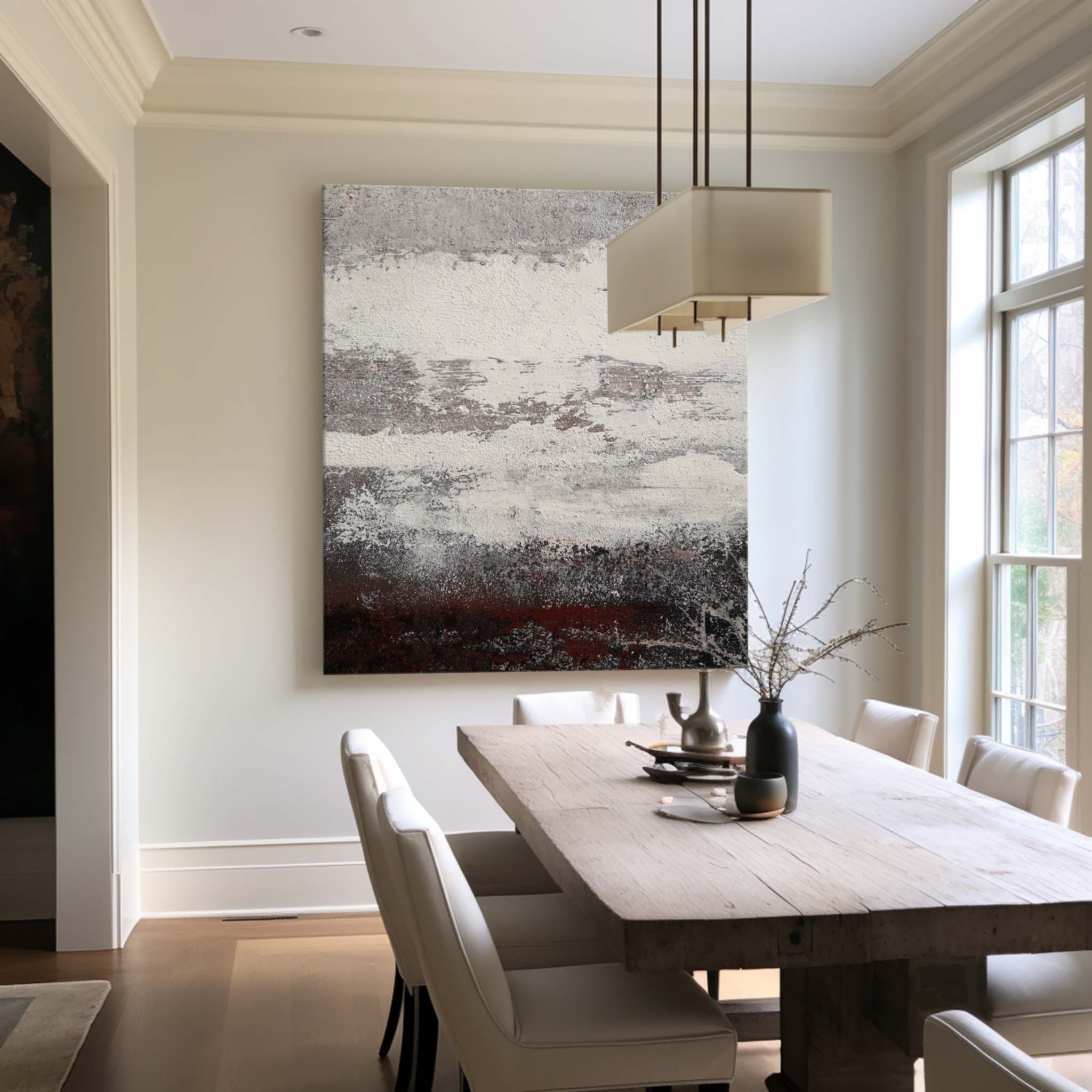 Grey And White Abstract Painting