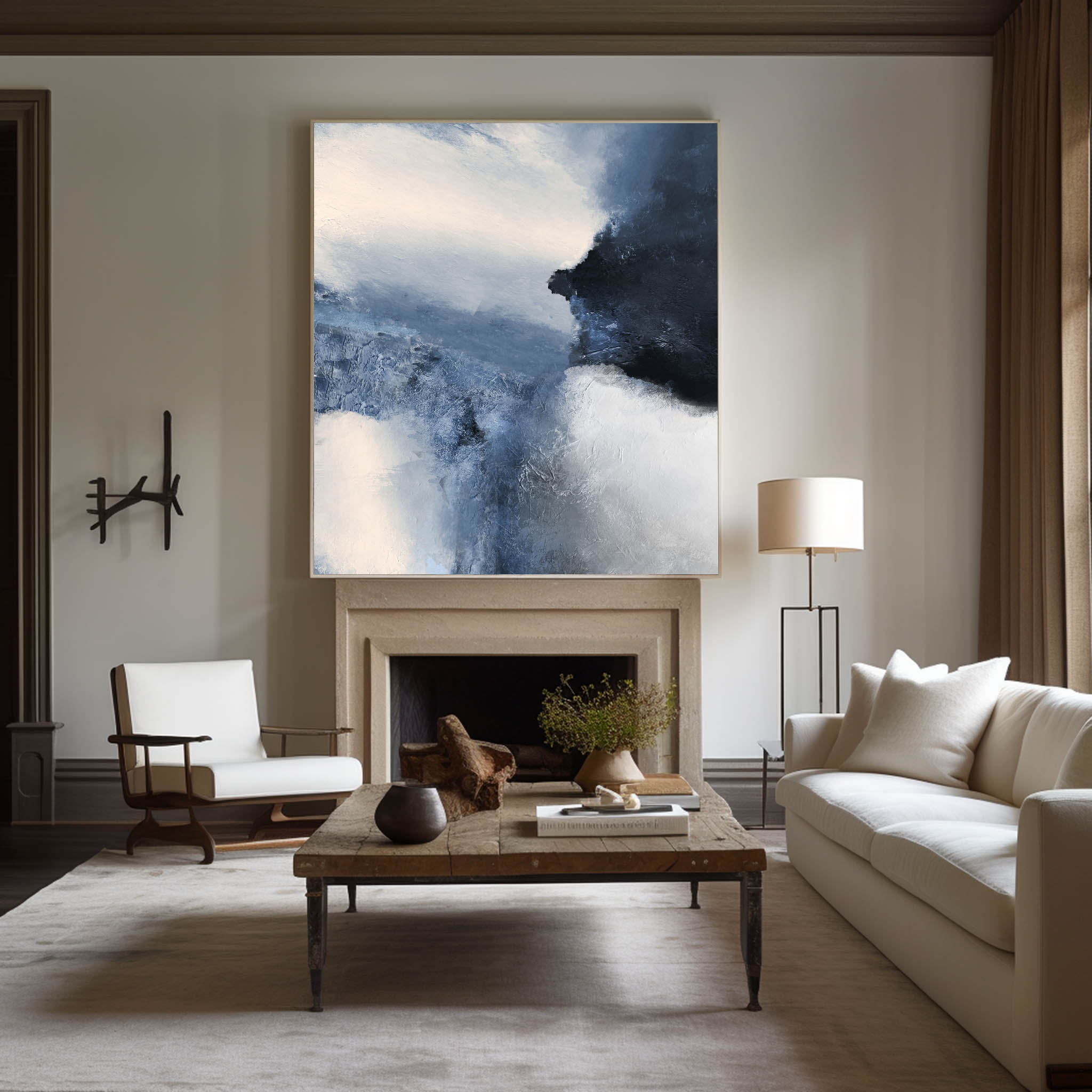 Blue White Abstract Painting ABAV22 - Neutralighting