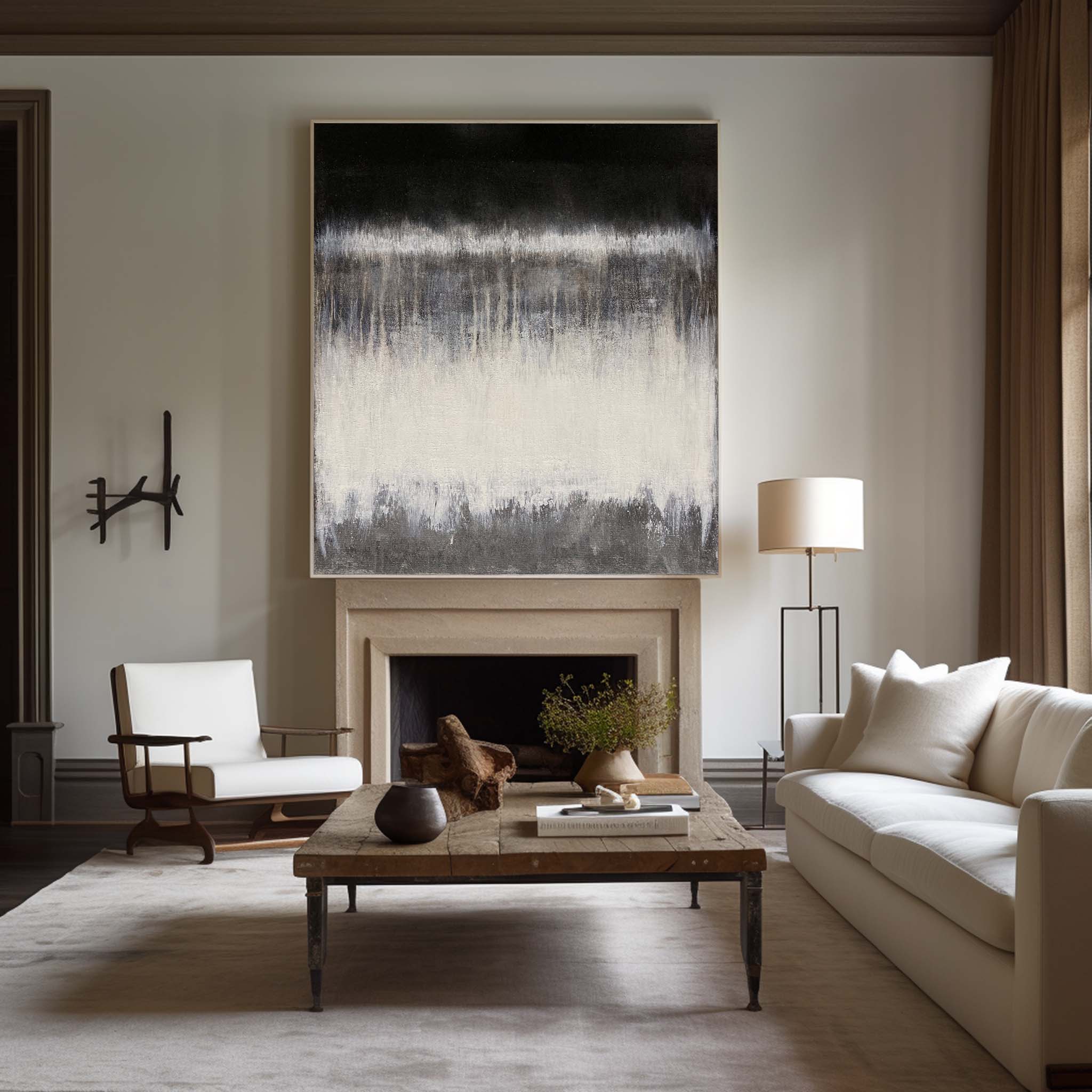 Black White Grey Abstract Painting