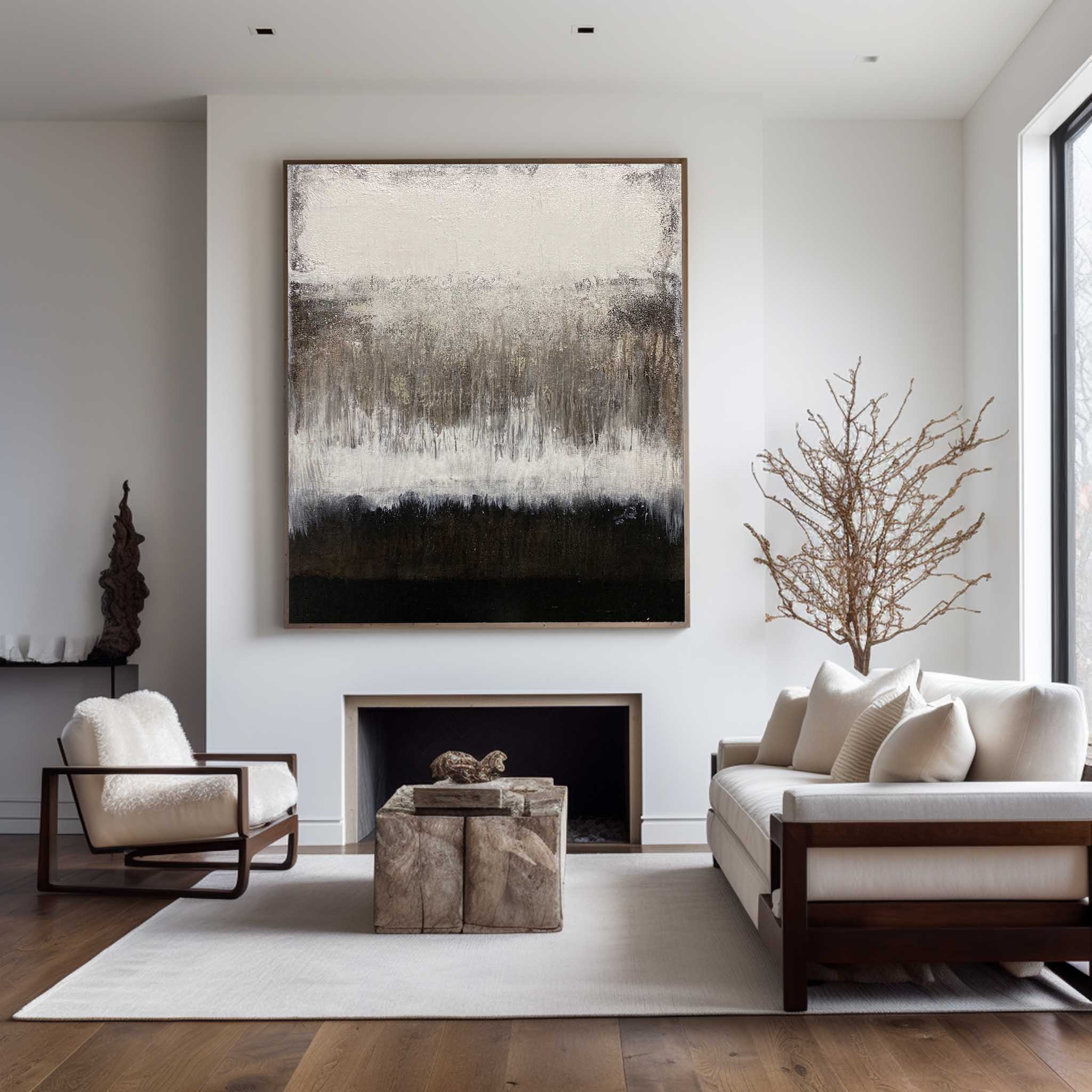 Black White Grey Abstract Painting ABAV119 - Neutralighting