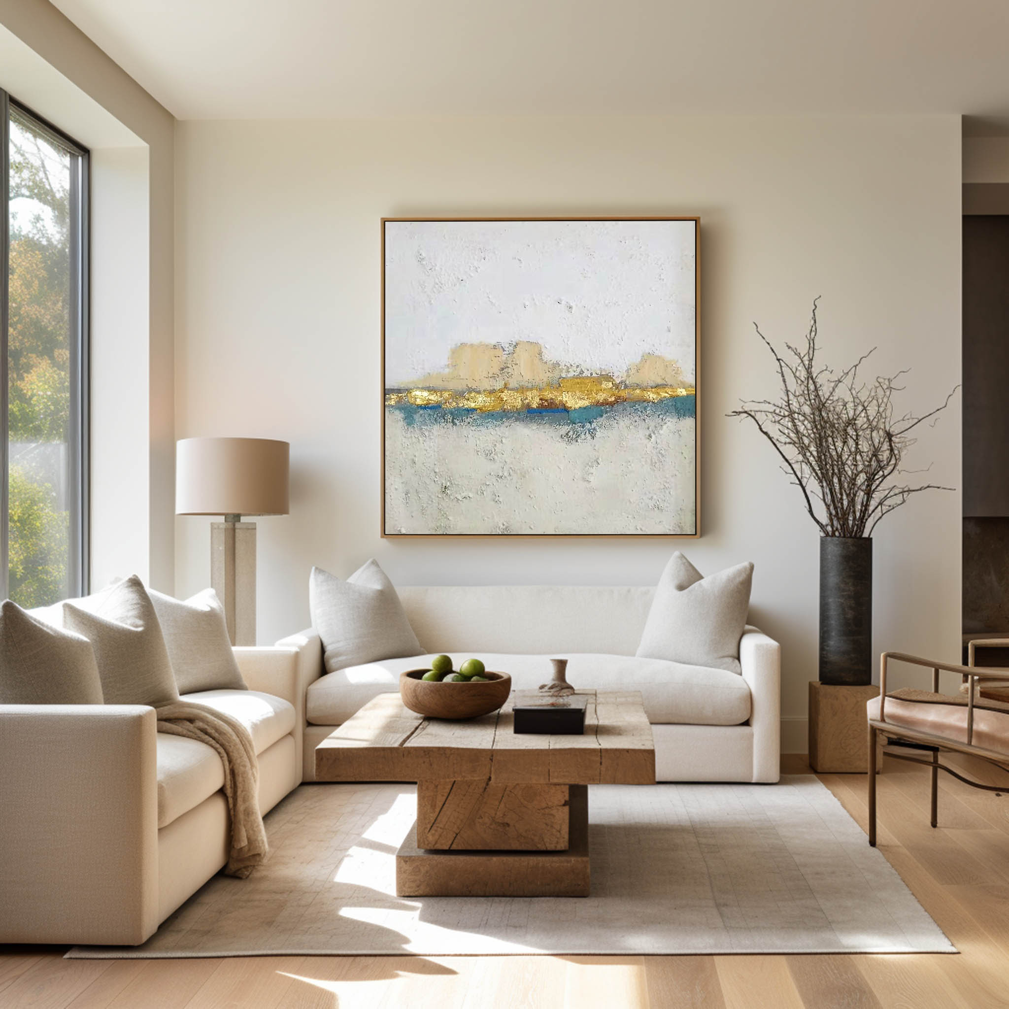 Golden Horizon Abstract Canvas Wall Art