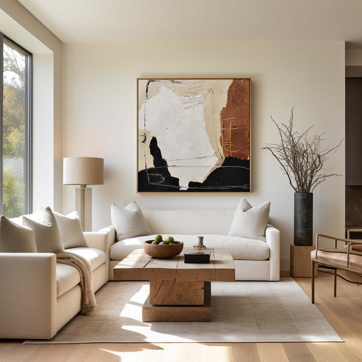 Wall Art Abstract Black Brown Painting