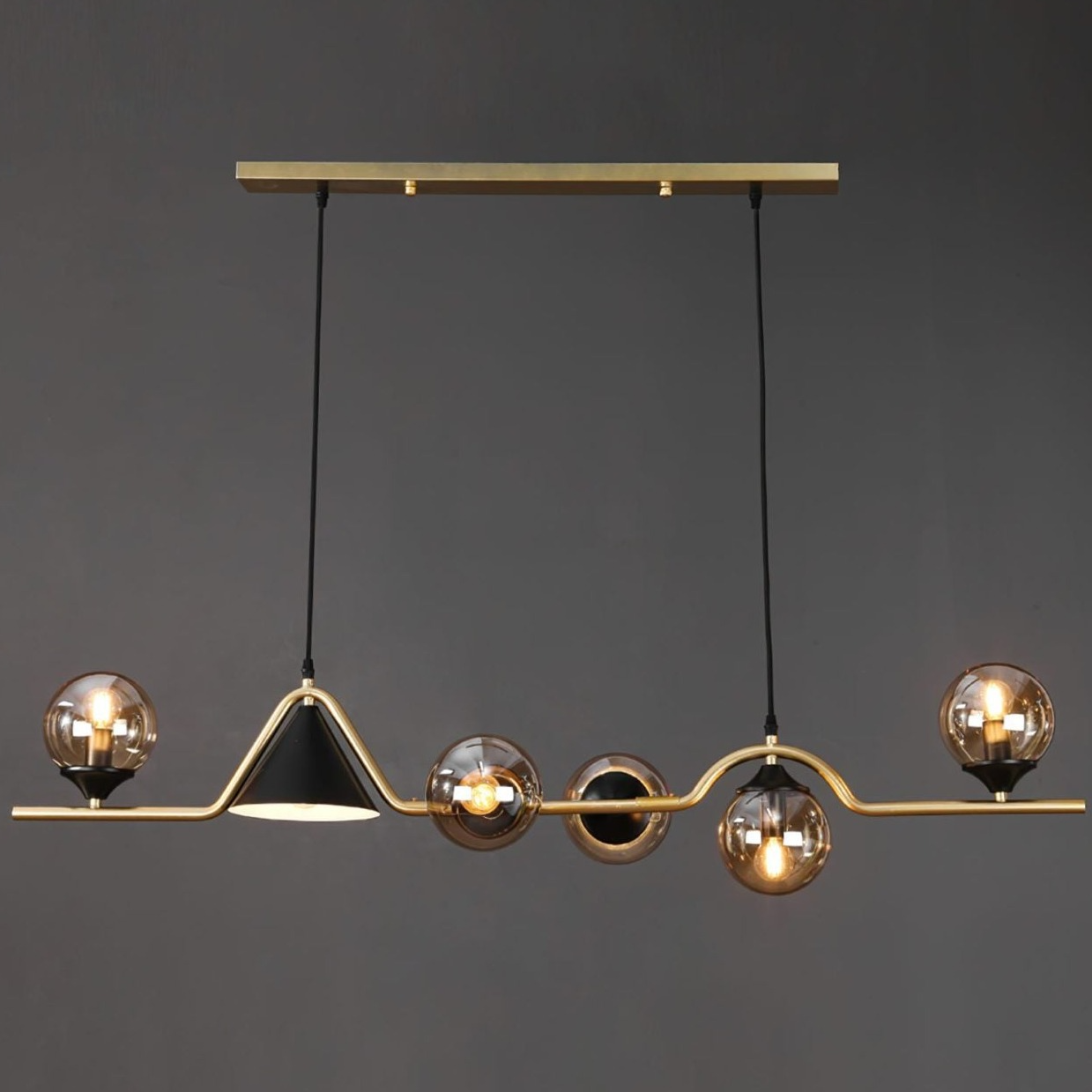 Arisha Modern LED Pendant Light Black/Gold Glass Living Room/Bedroom - Neutralighting