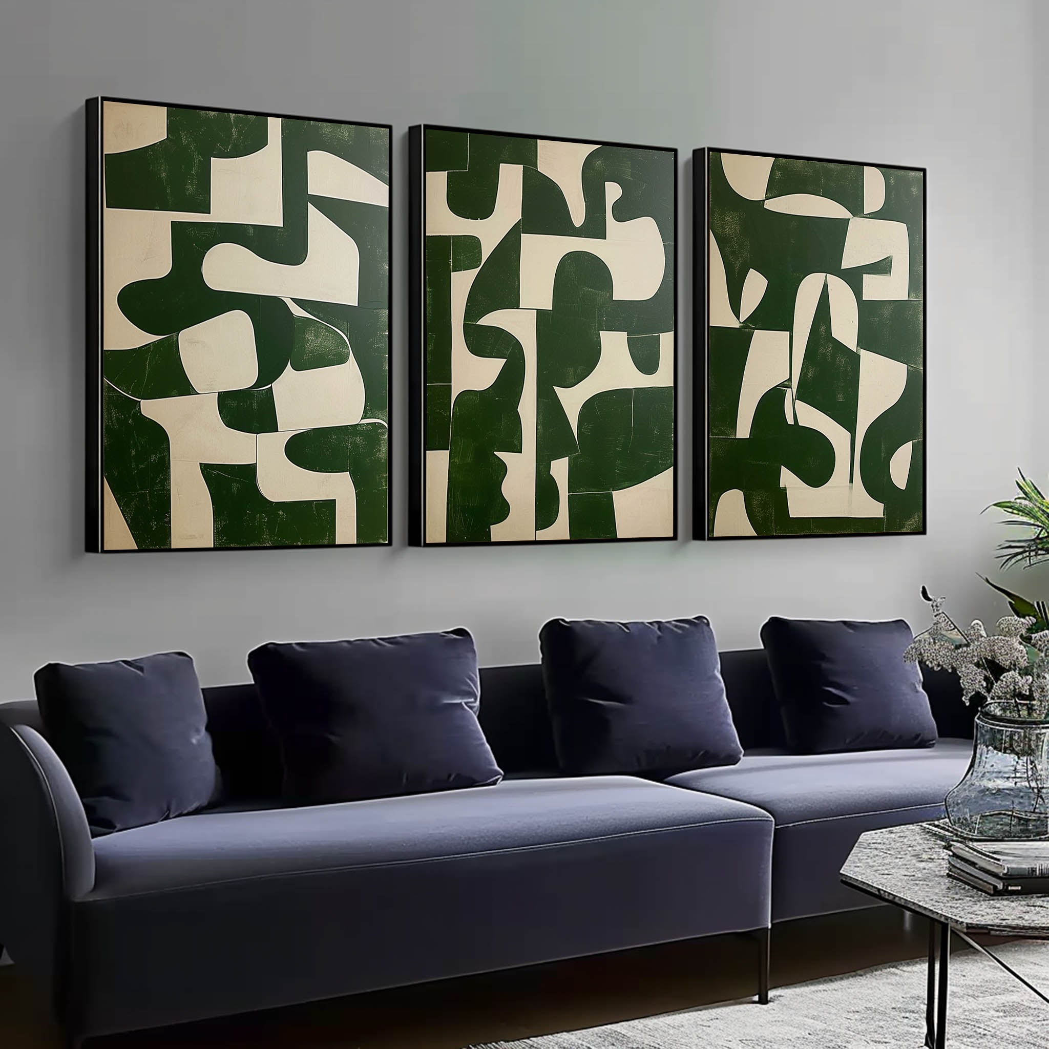 Wall Art Abstract Green Modern Serene