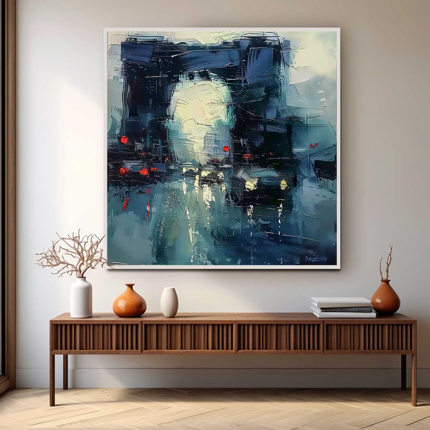 Wall Art Rainy Wet Street Urban Nightscape Moody