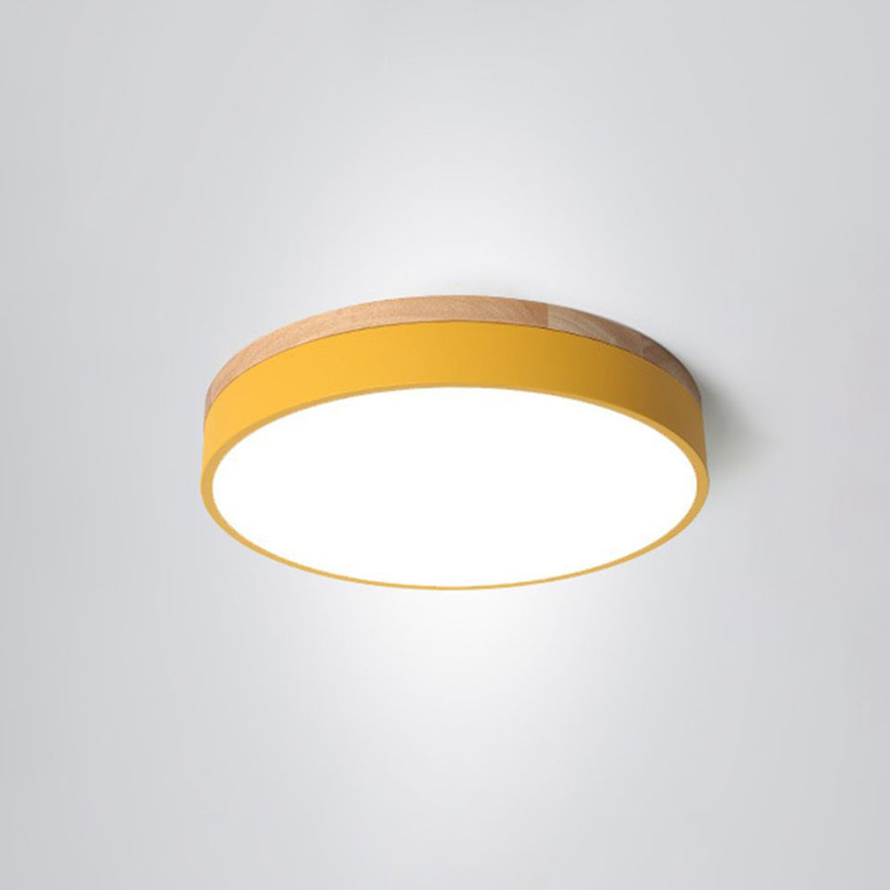 Aria Nordic LED Round Flush Mount Ceiling Light Wood Color - Neutralighting