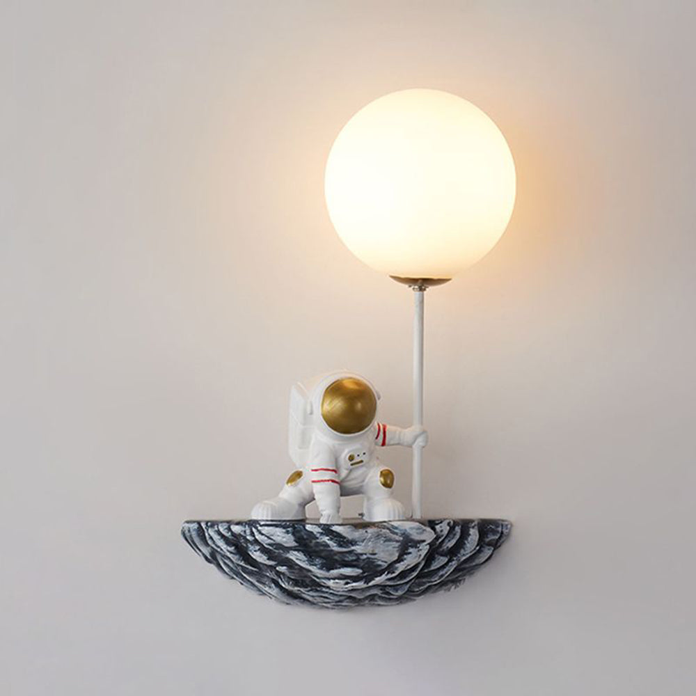 Aria Decorative Astronaut Glass/Acrylic Wall Lamp, White/Blue-White - Neutralighting