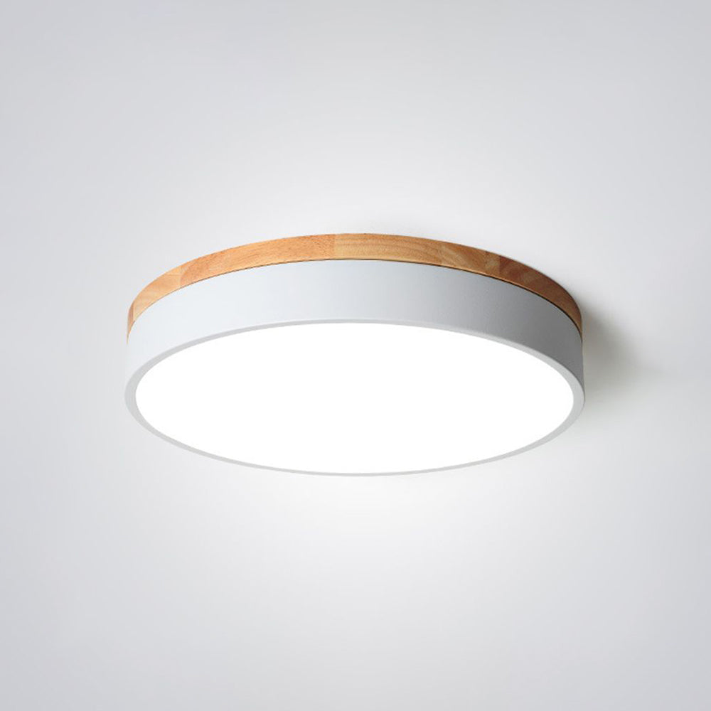 Aria Nordic LED Round Flush Mount Ceiling Light Wood Color - Neutralighting