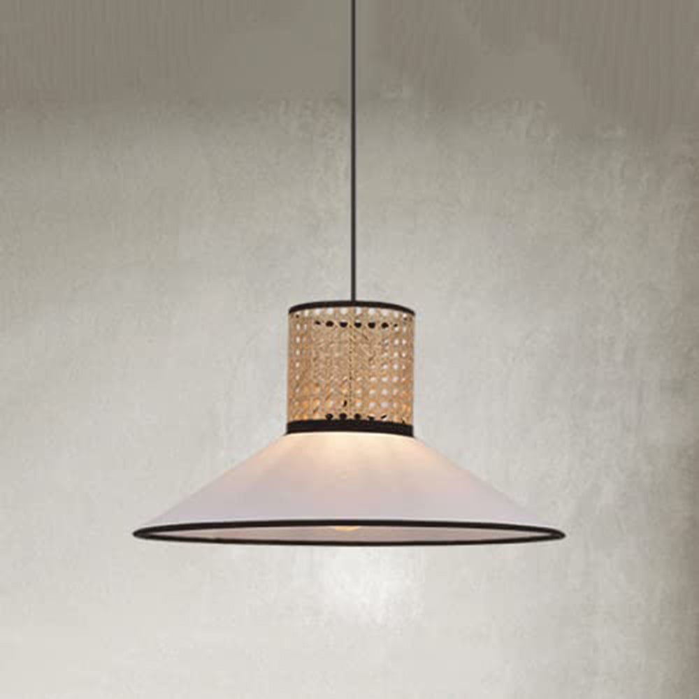 Ritta Modern Rattan/FabricPendant Light, White - Neutralighting