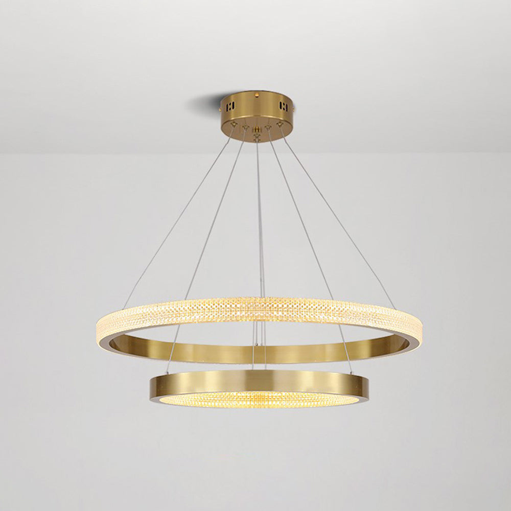 Kristy Modern Ring Metal/Arcylic LED Pendant Light, Black/Gold - Neutralighting