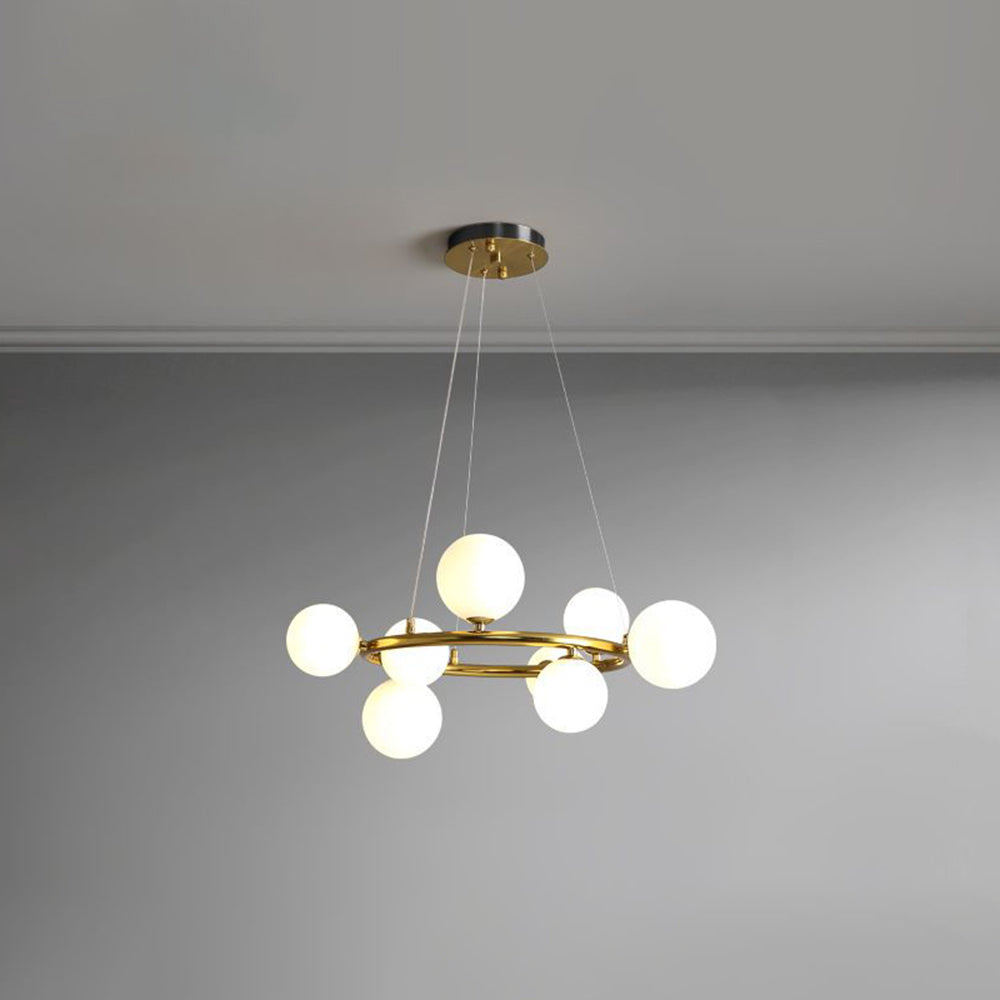 Valentina Modern Glass Globe Ring Chandelier, Gold/Black - Neutralighting