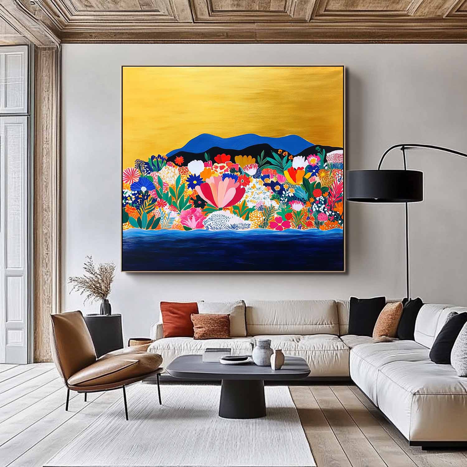 Wall Art Flower Gilded Mountain Opulent