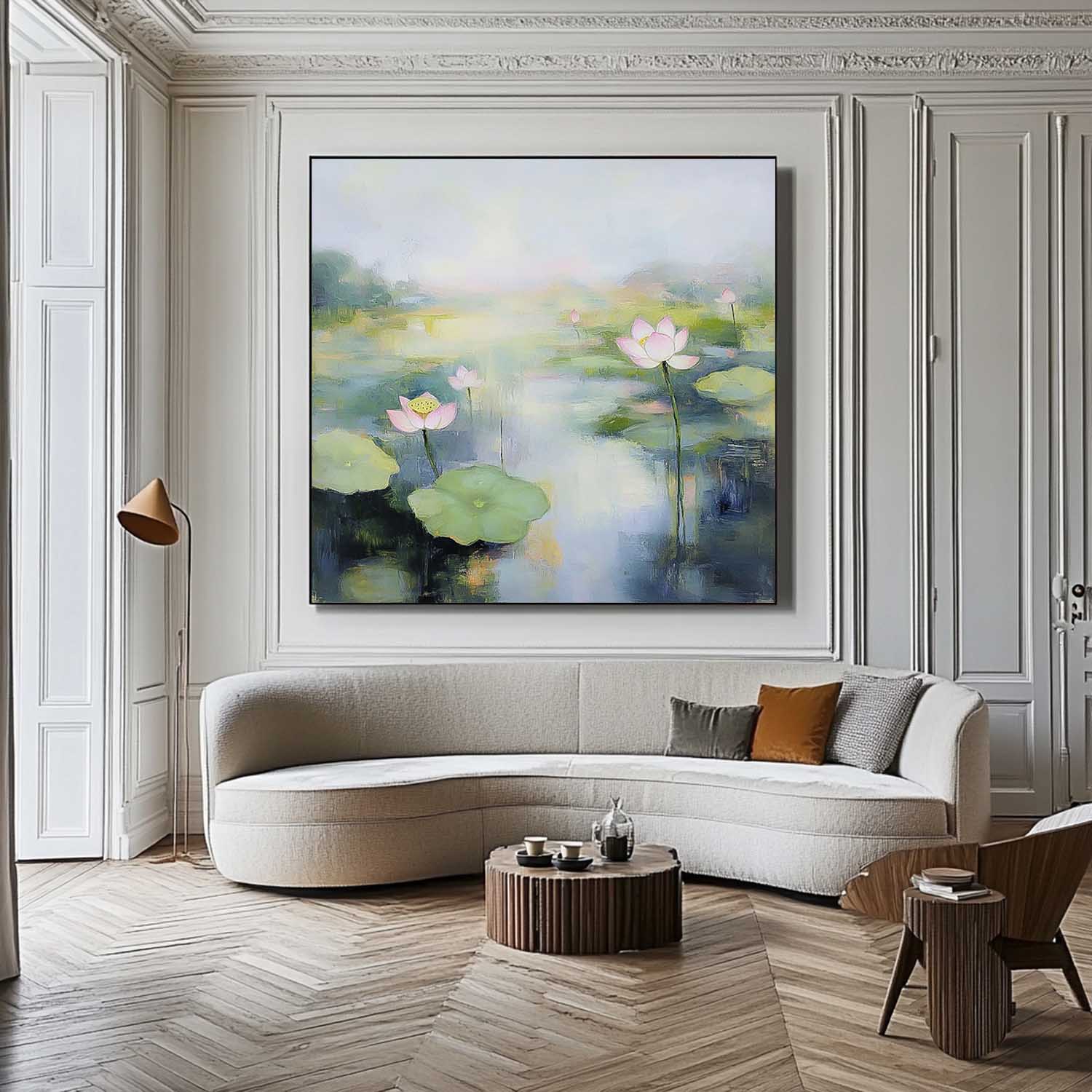 Wall Art Flower Misty Lotus Pond Landscape