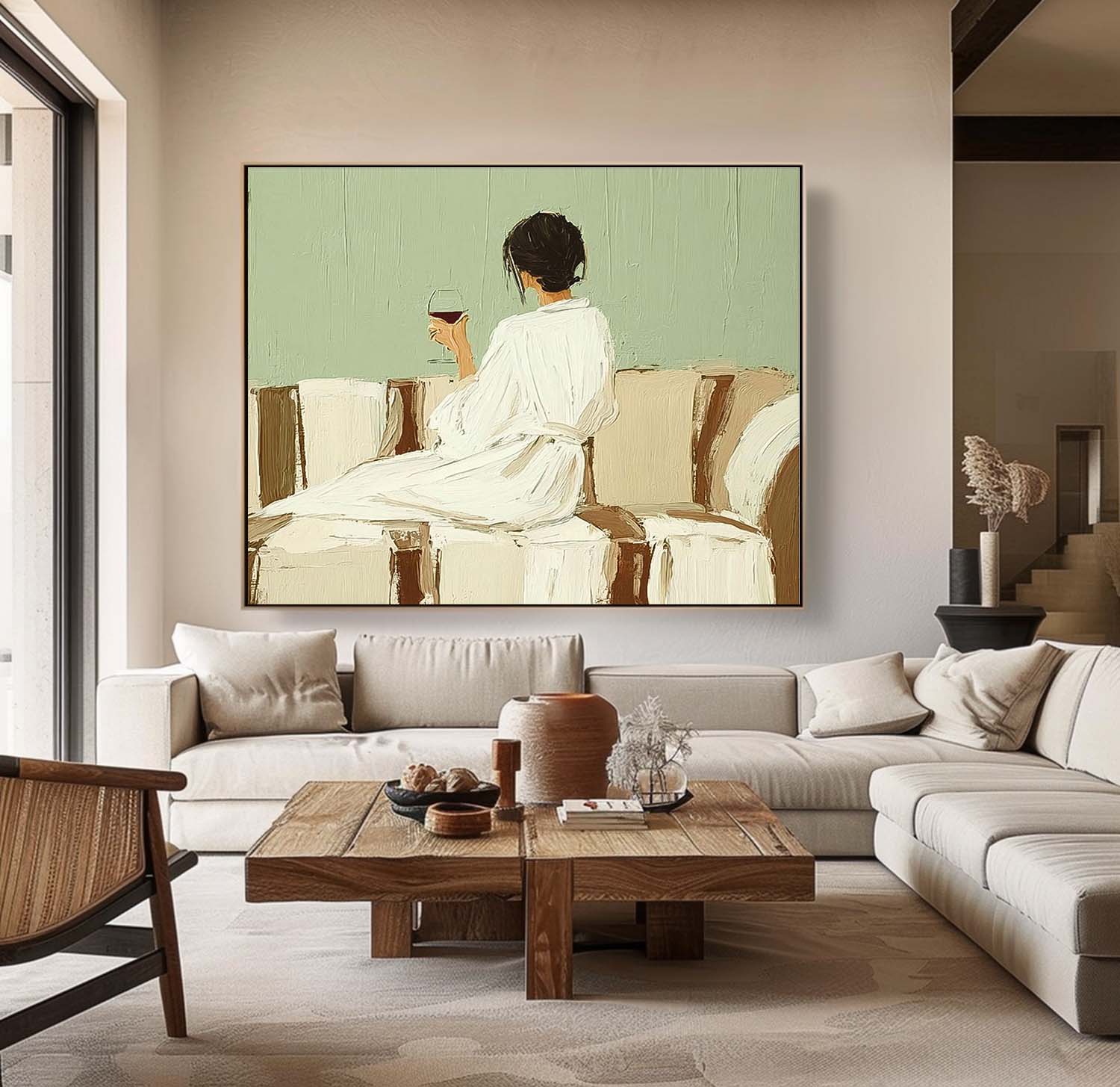 Wall Art People Drinking Wine Retro Warm Fashion