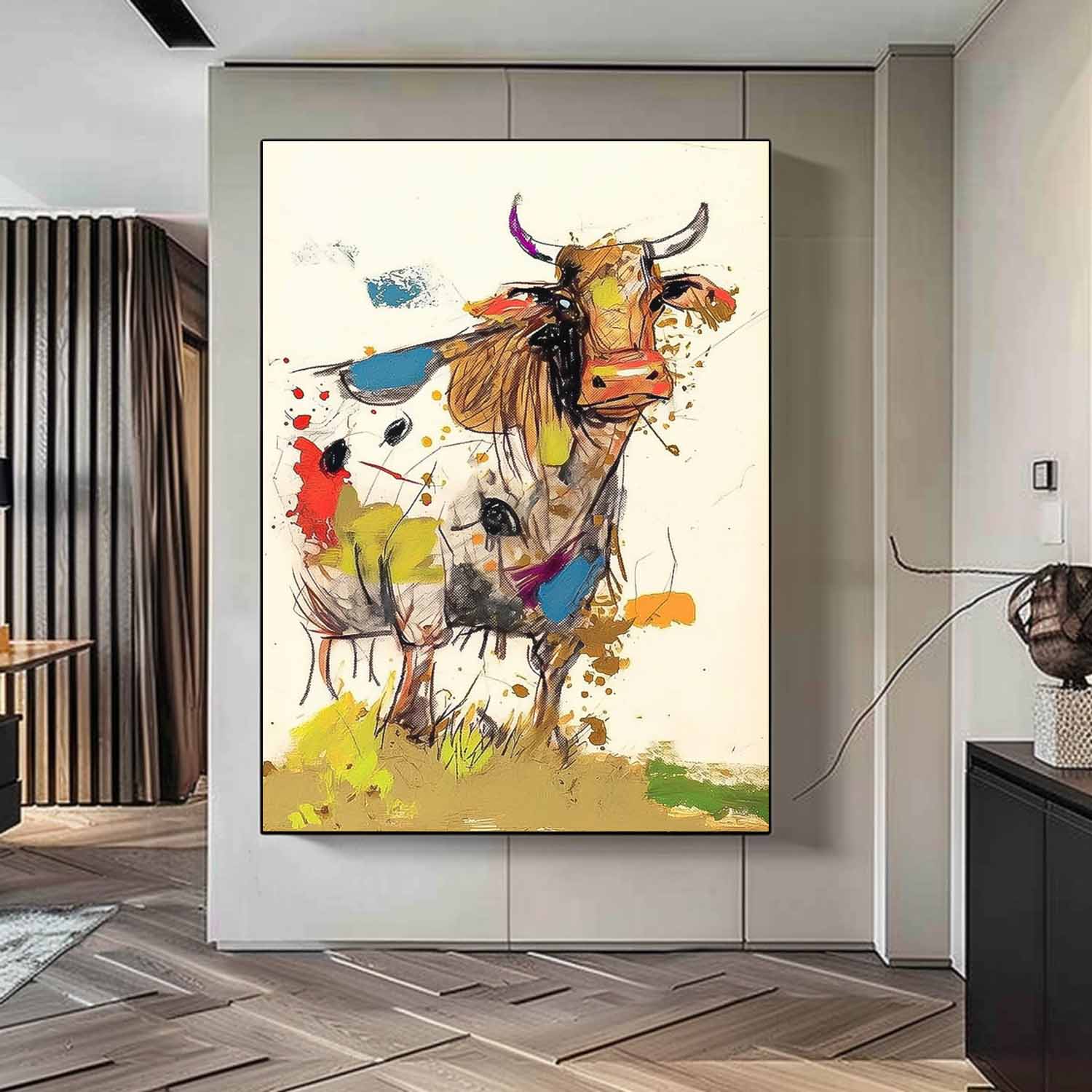 Wall Art Animal Maximalist Farm Cow