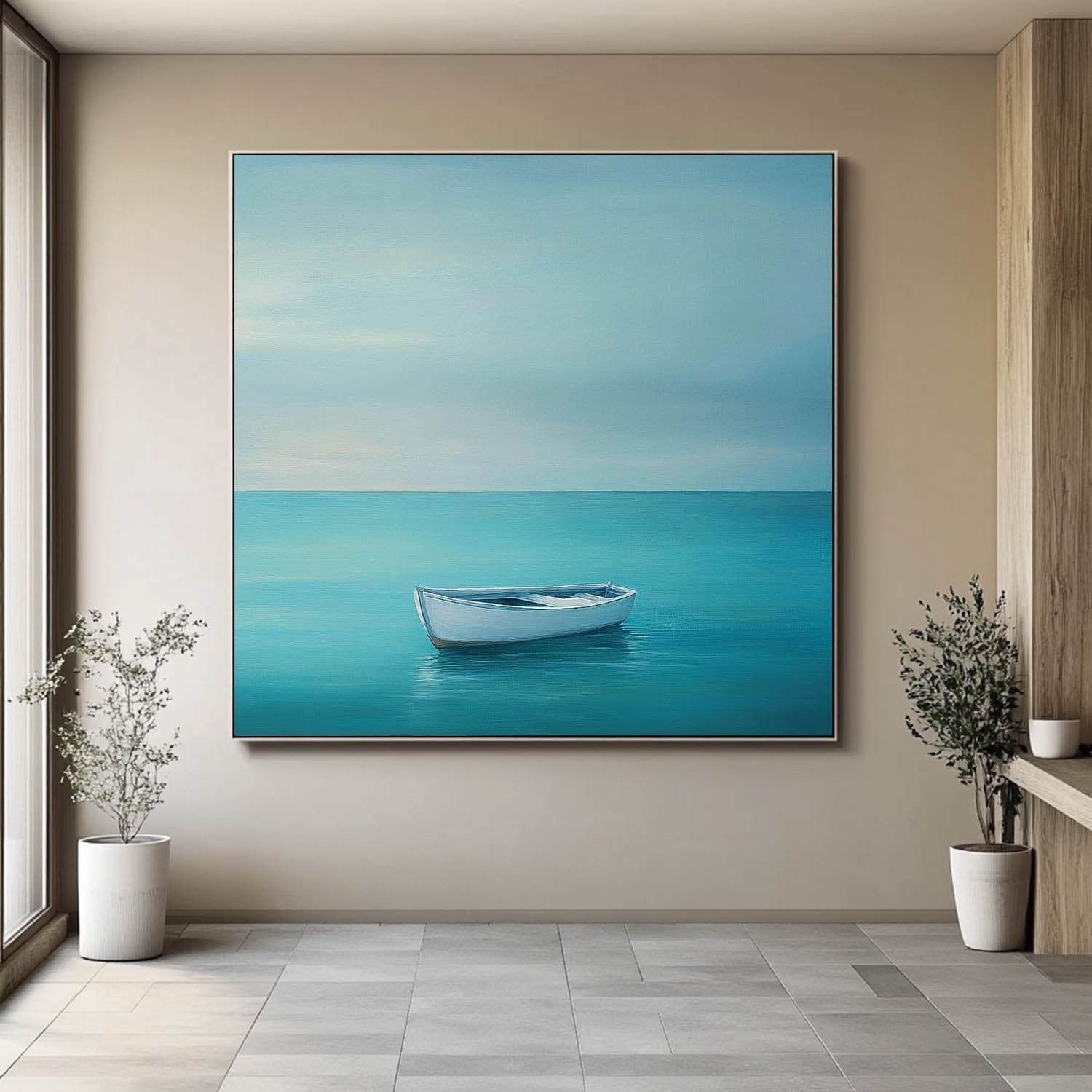 Wall Art Landscape Minimalist Boat Serene