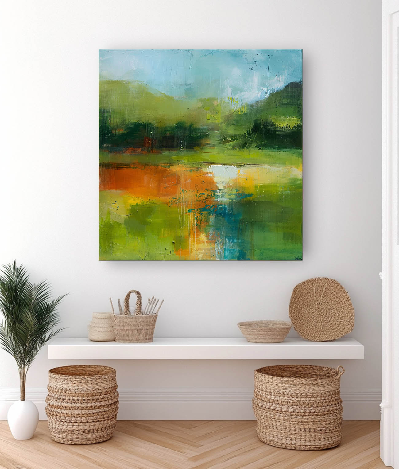 Wall Art Abstract River Landscape Impasto Modern