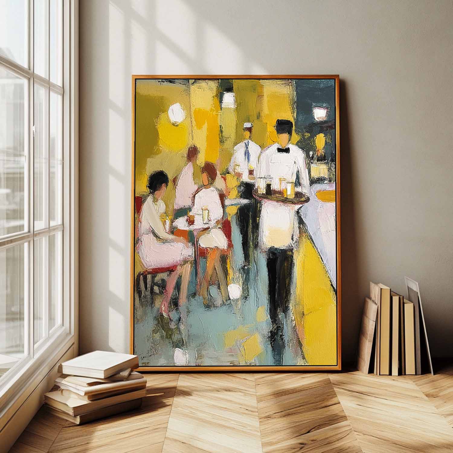 Wall Art People Retro Diner Waiter Scene