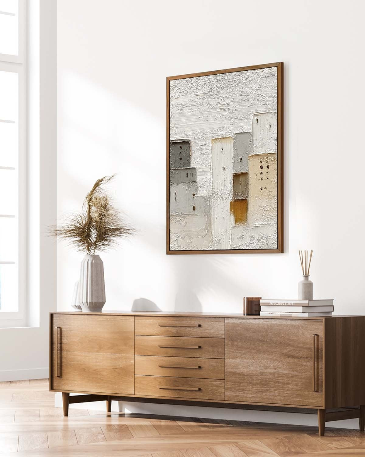 Wall Art Minimalist Cityscape Impasto Neutral