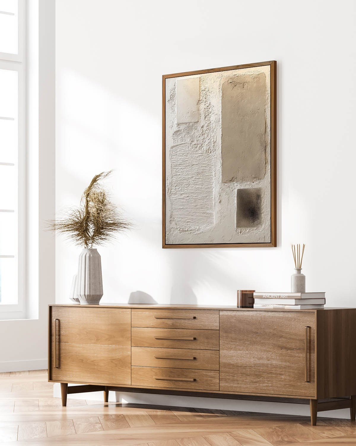 Wall Art Serene Textured Neutral Plaster Blocks