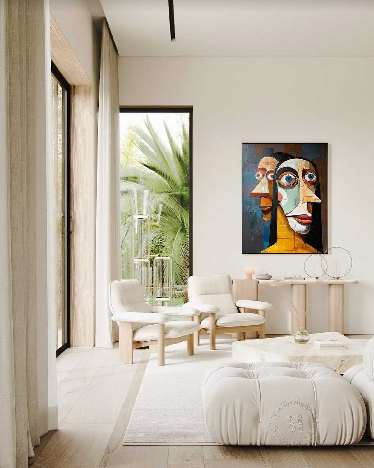 Wall Art Vertical Cubist Double Portrait