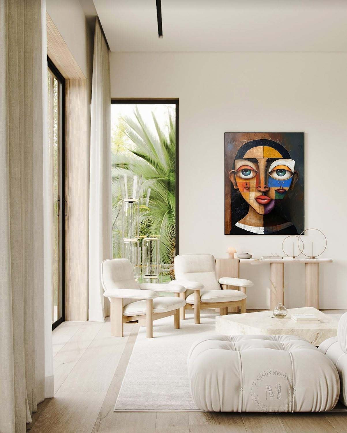 Wall Art Vertical Cubist Portrait Geometric