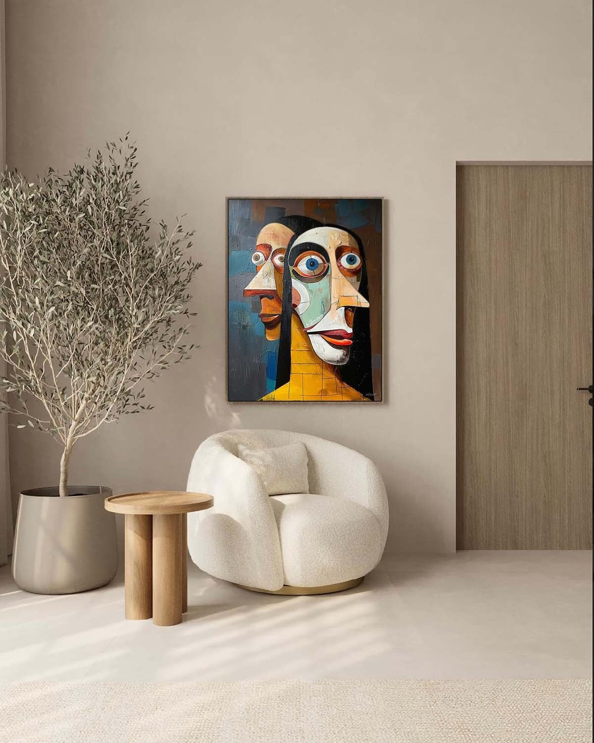 Wall Art Vertical Cubist Double Portrait