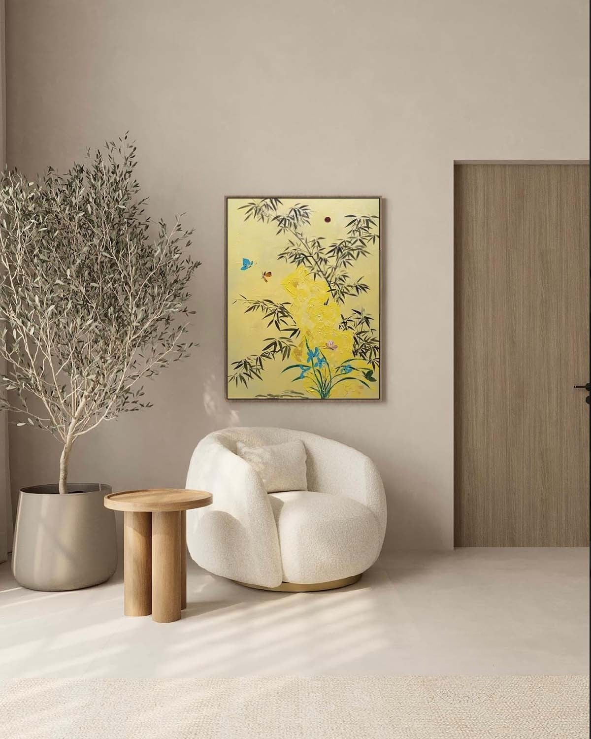 Wall Art Oriental Bamboo Butterfly