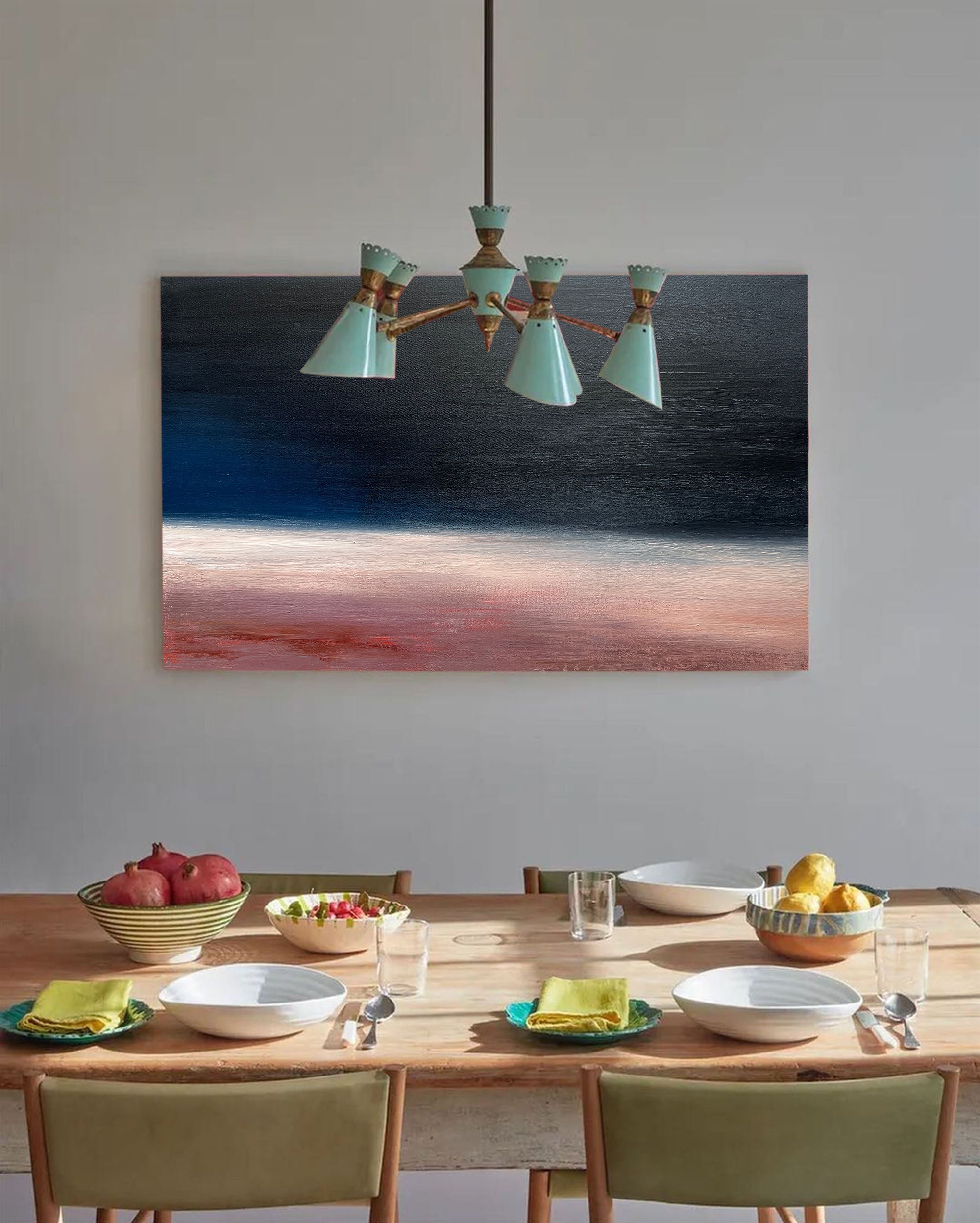 Gradient Horizon Minimal Abstract Unstretched Linen Canvas Wall Art