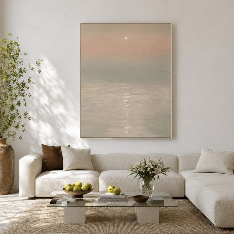 Wall Art Serene Moonlit Water Landscape Minimalist