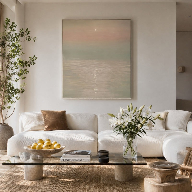 Wall Art Serene Moonlit Water Landscape Minimalist