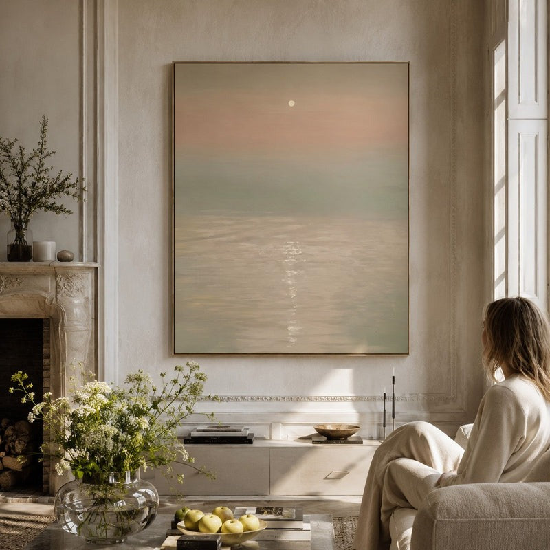 Wall Art Serene Moonlit Water Landscape Minimalist