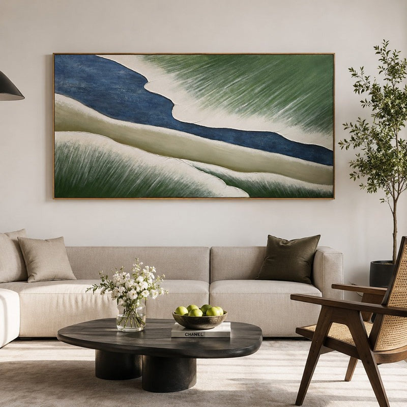 Wall Art Coastal Wave Gradient Texture Oil Painting