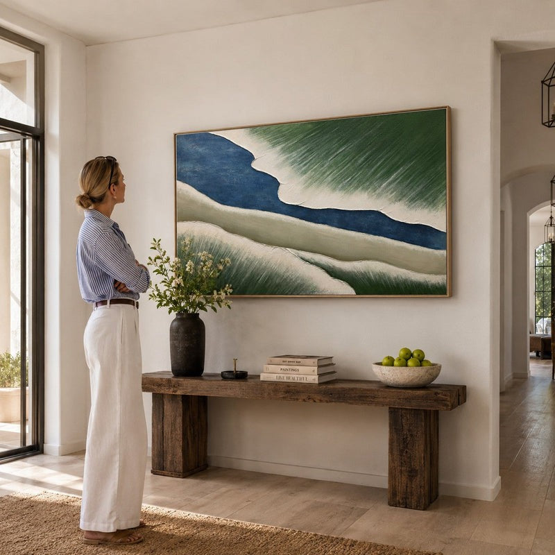 Wall Art Coastal Wave Gradient Texture Oil Painting