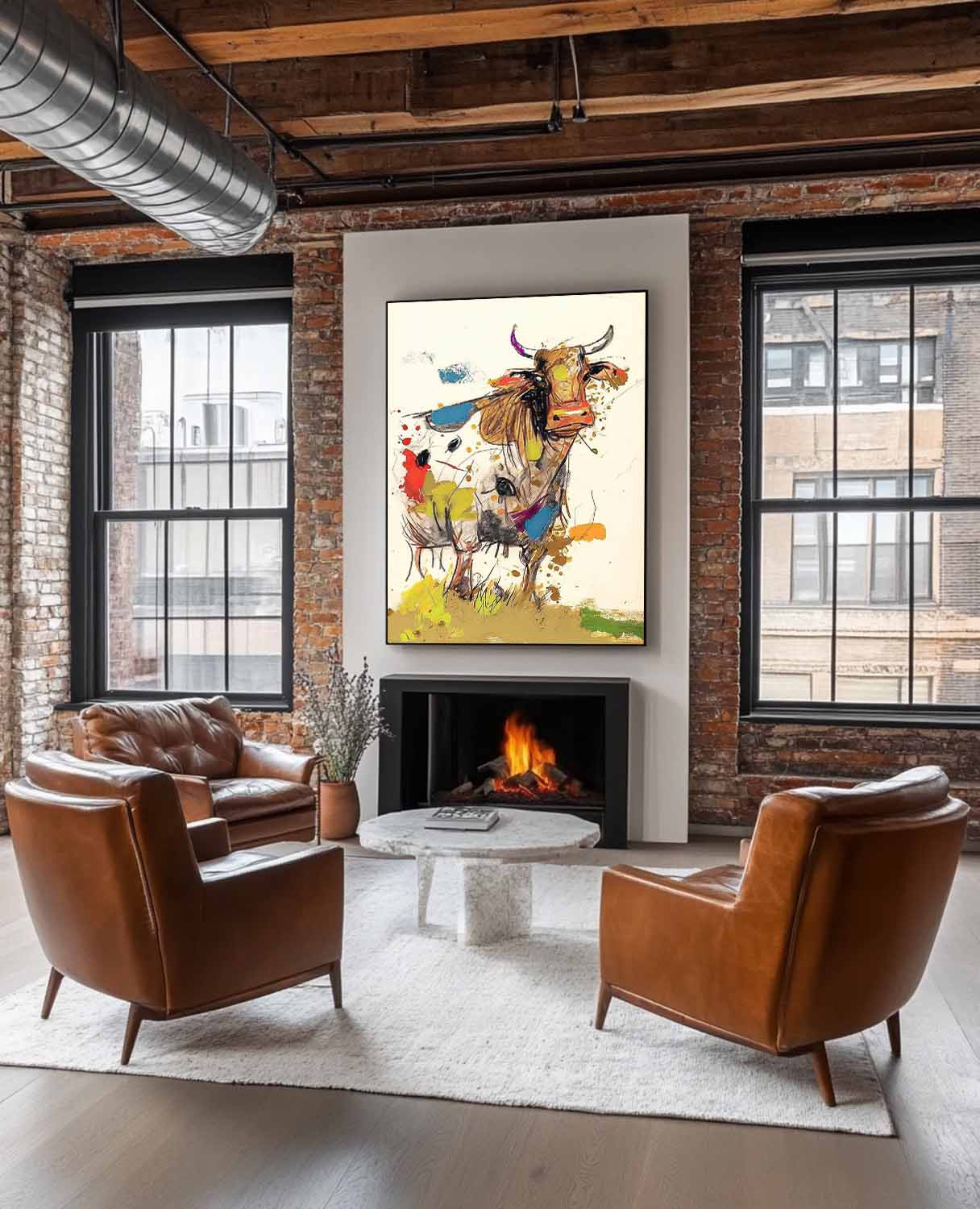 Wall Art Animal Maximalist Farm Cow