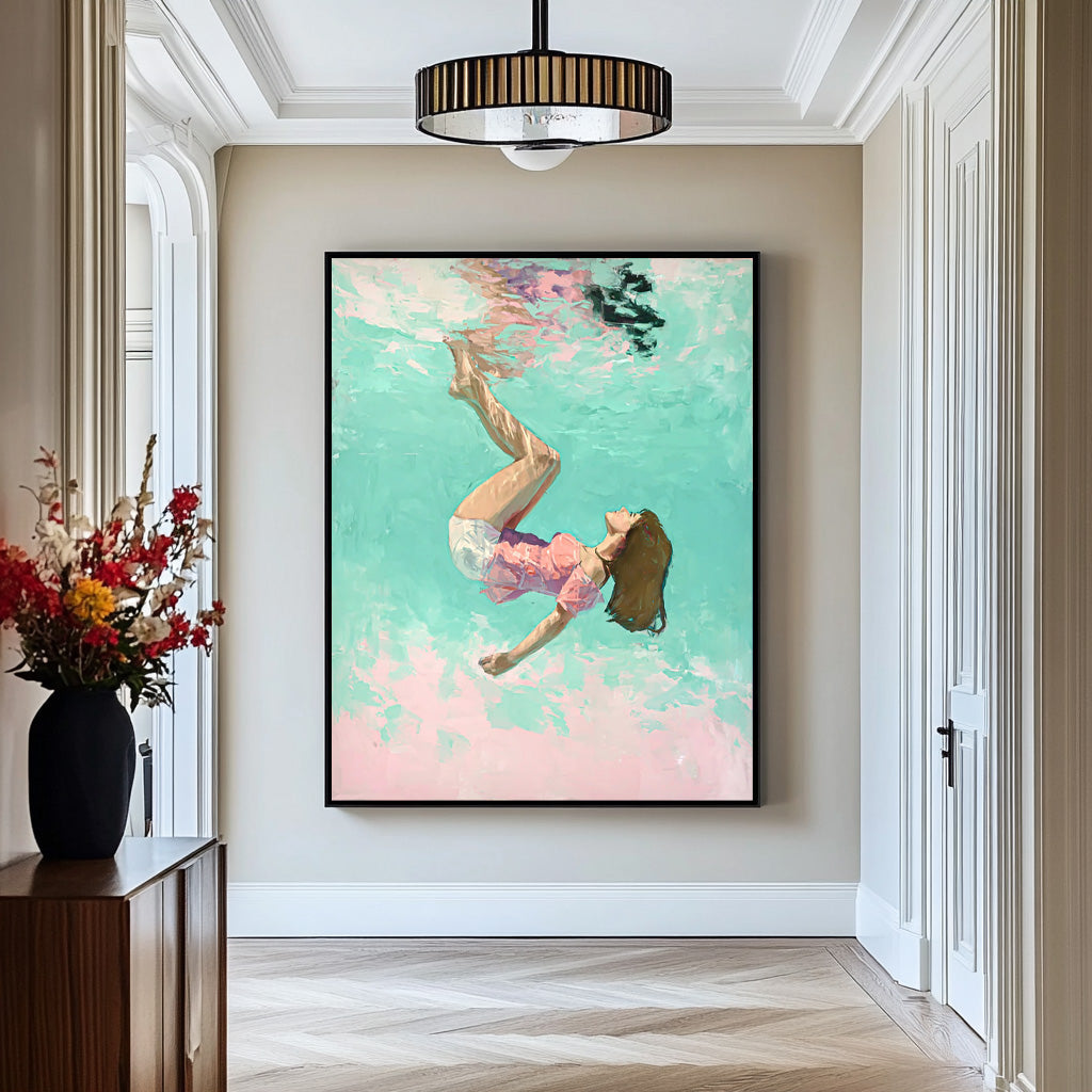 Wall Art People Retro Pastel Color Block Underwater