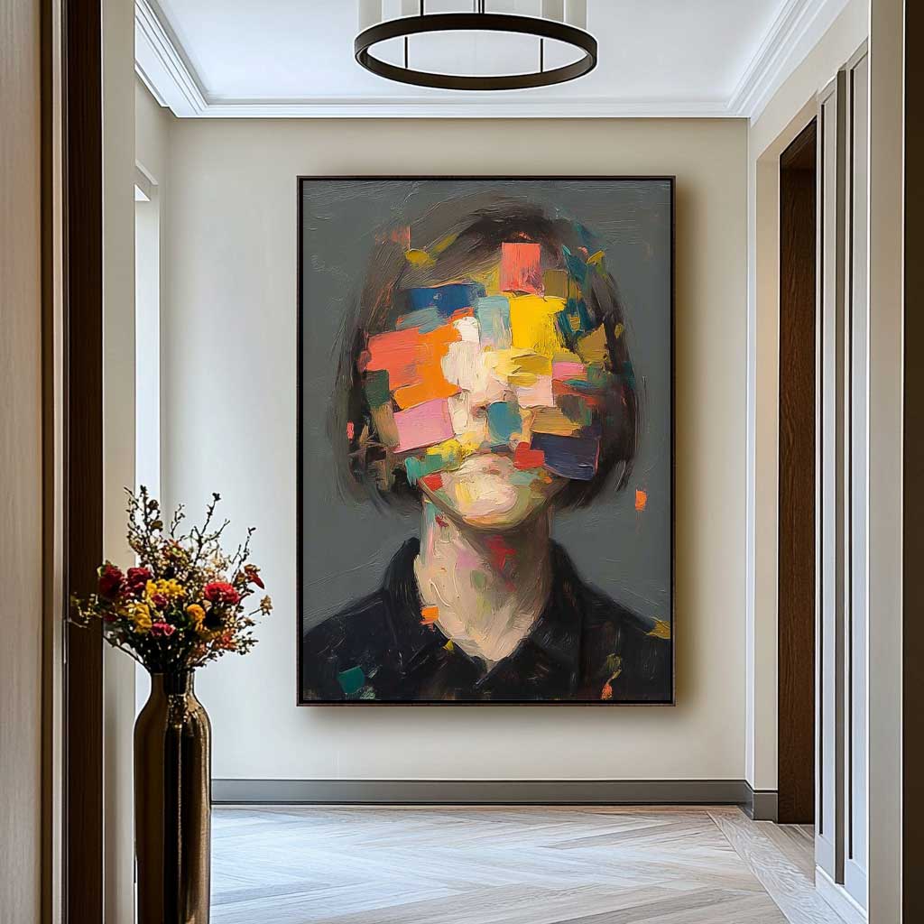 Wall Art People Impasto Abstract Block Vibrant