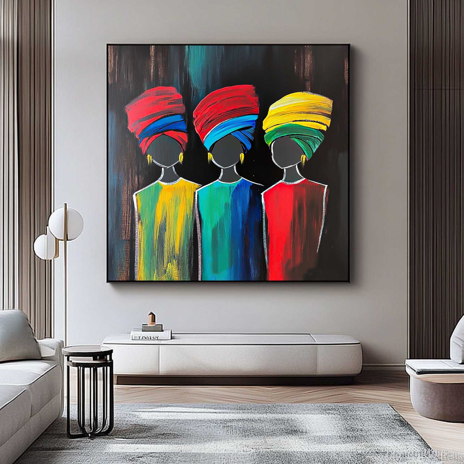 Wall Art Impasto Vibrant Turbaned Figure Portrait