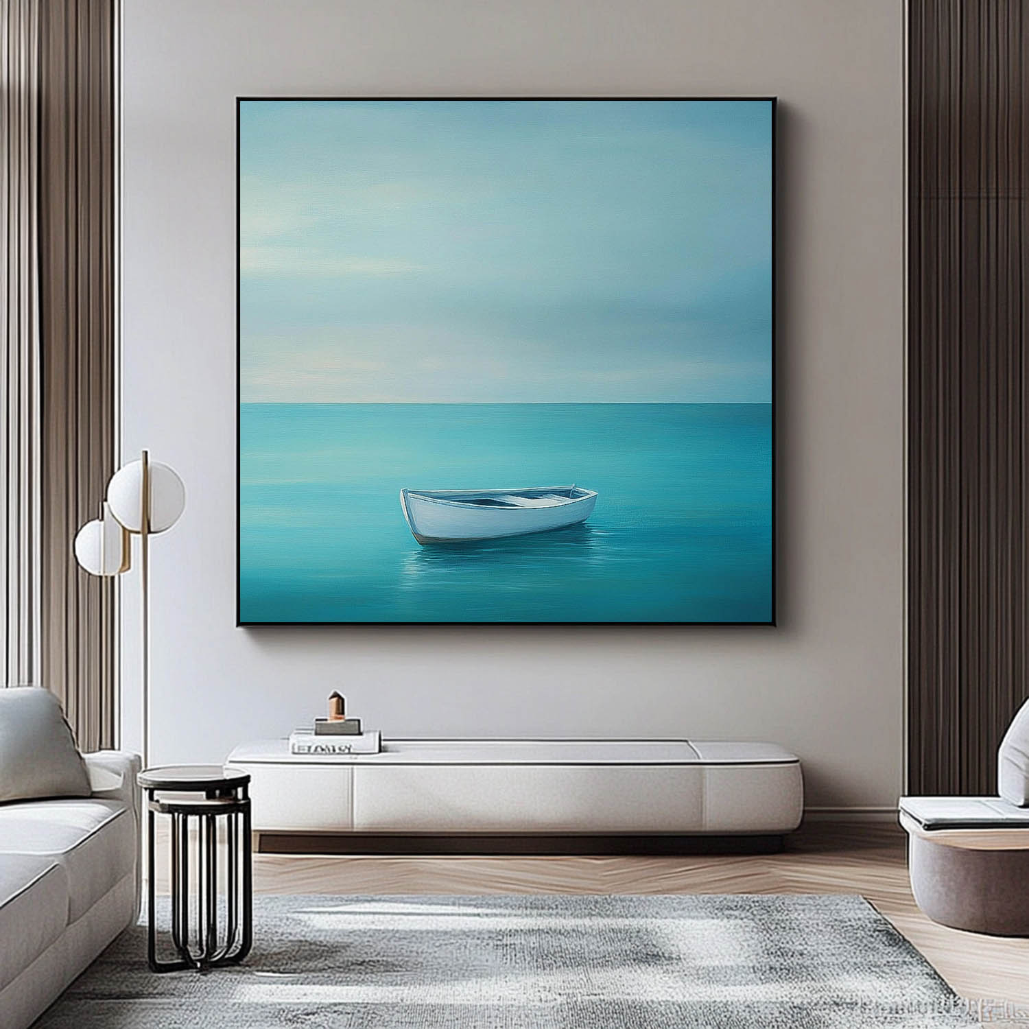 Wall Art Landscape Minimalist Boat Serene
