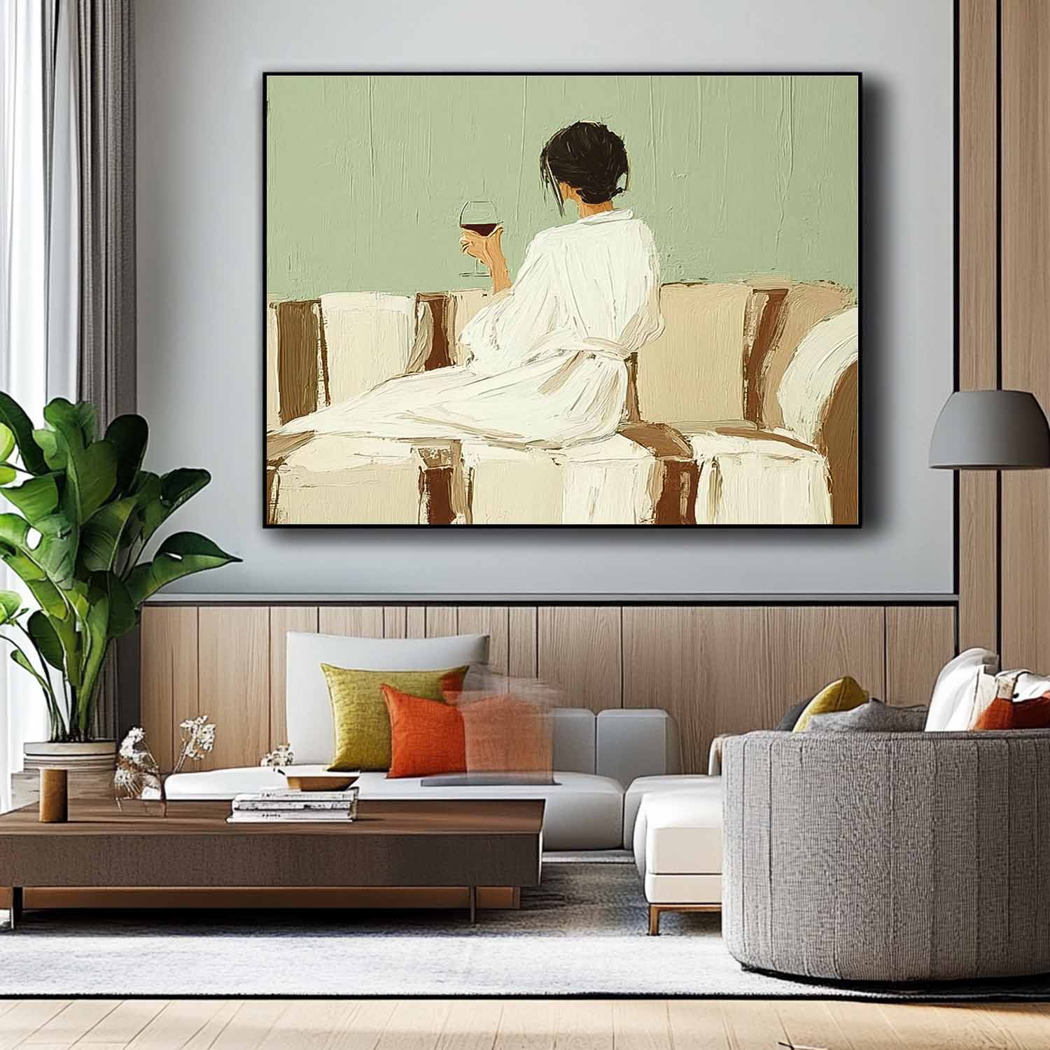 Wall Art People Drinking Wine Retro Warm Fashion