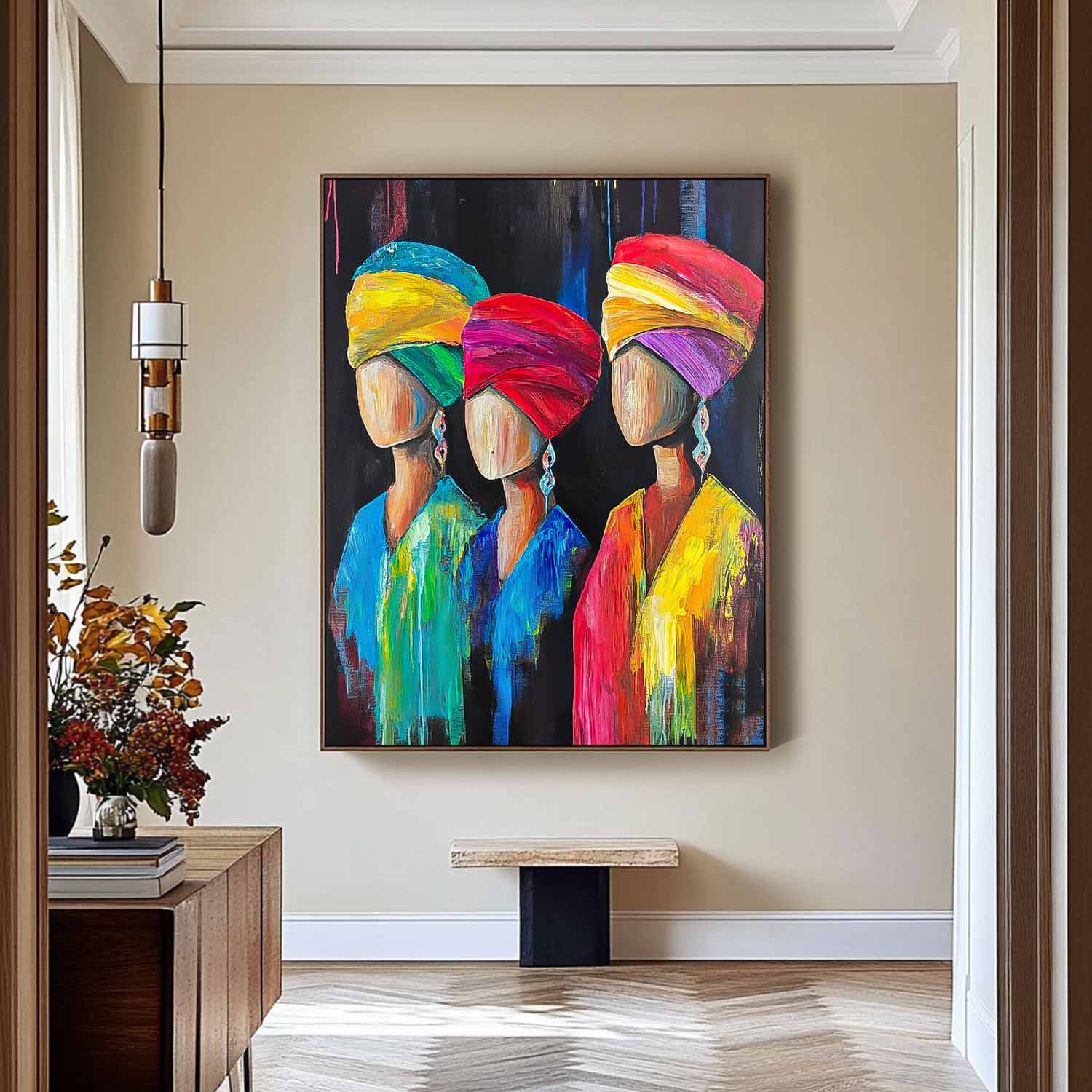 Wall Art People Abstract Geometric Headwrap