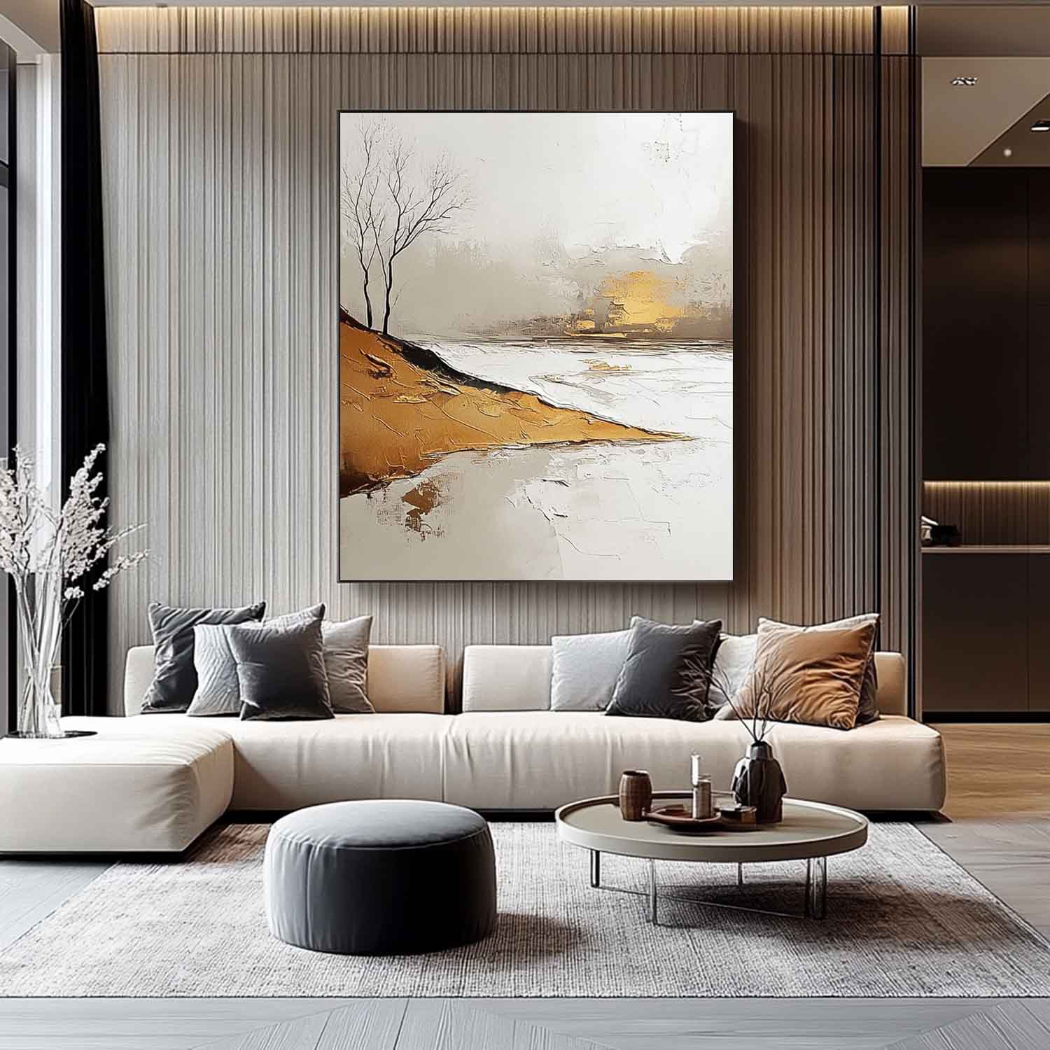 Wall Art Minimalist Riverside Landscape Winter