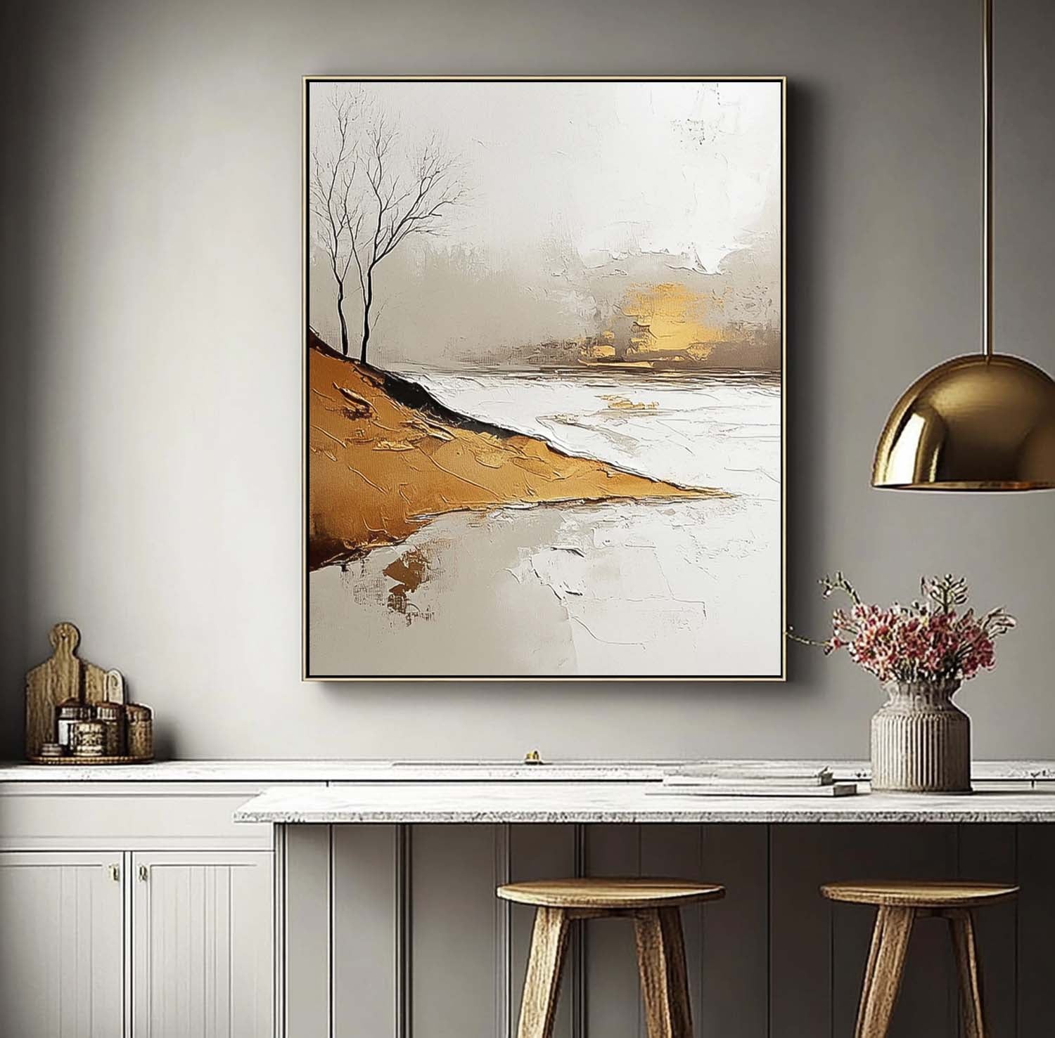 Wall Art Minimalist Riverside Landscape Winter