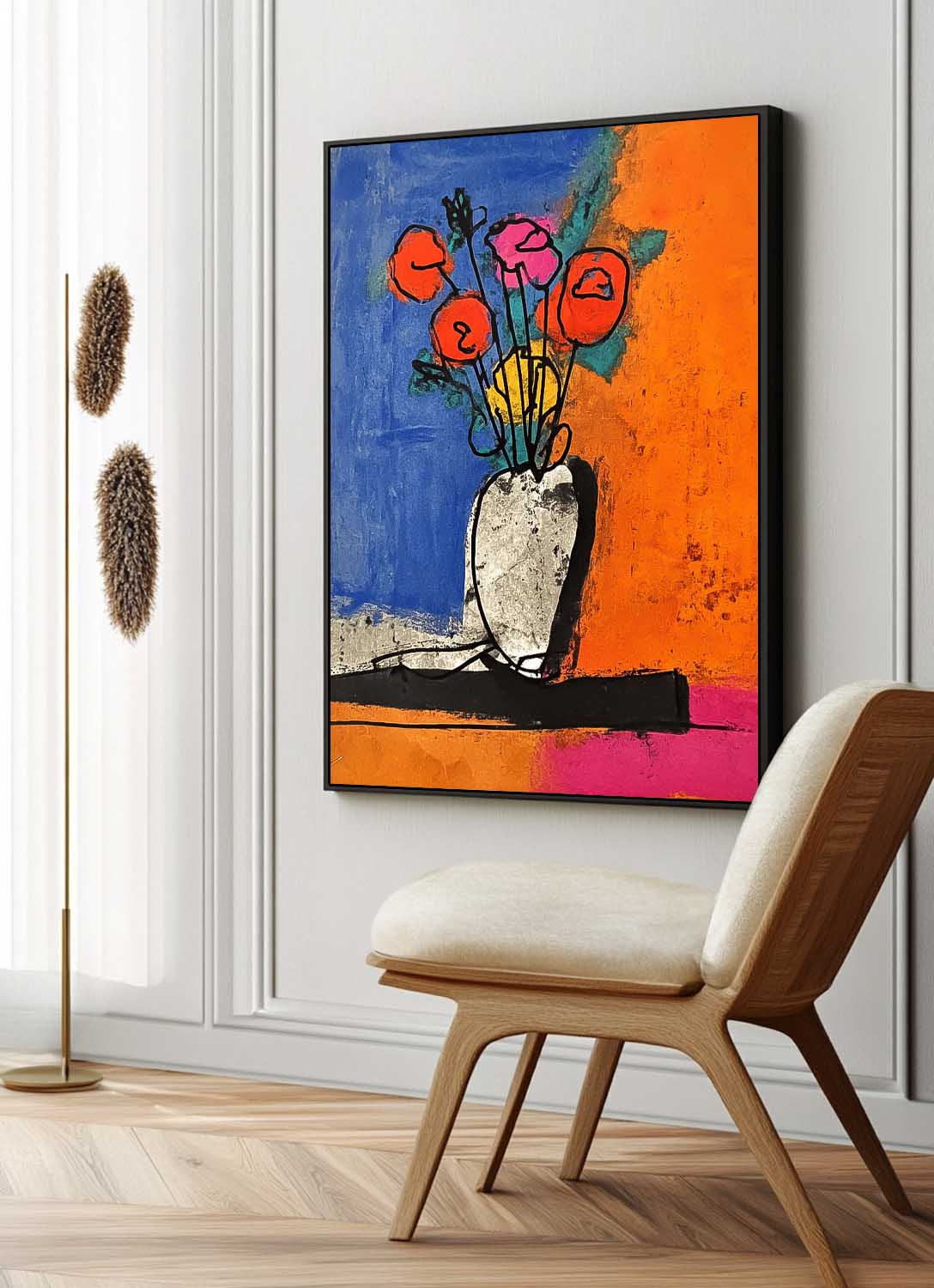 Wall Art Red Poppies in Ceramic Vasea