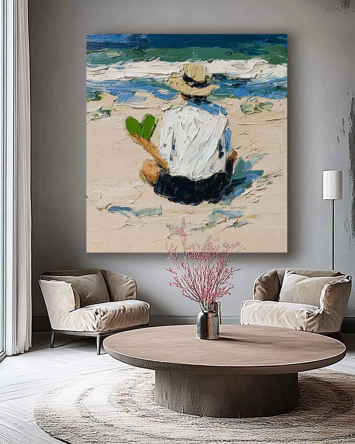Wall Art Minimalist Impressionist Beach Figure