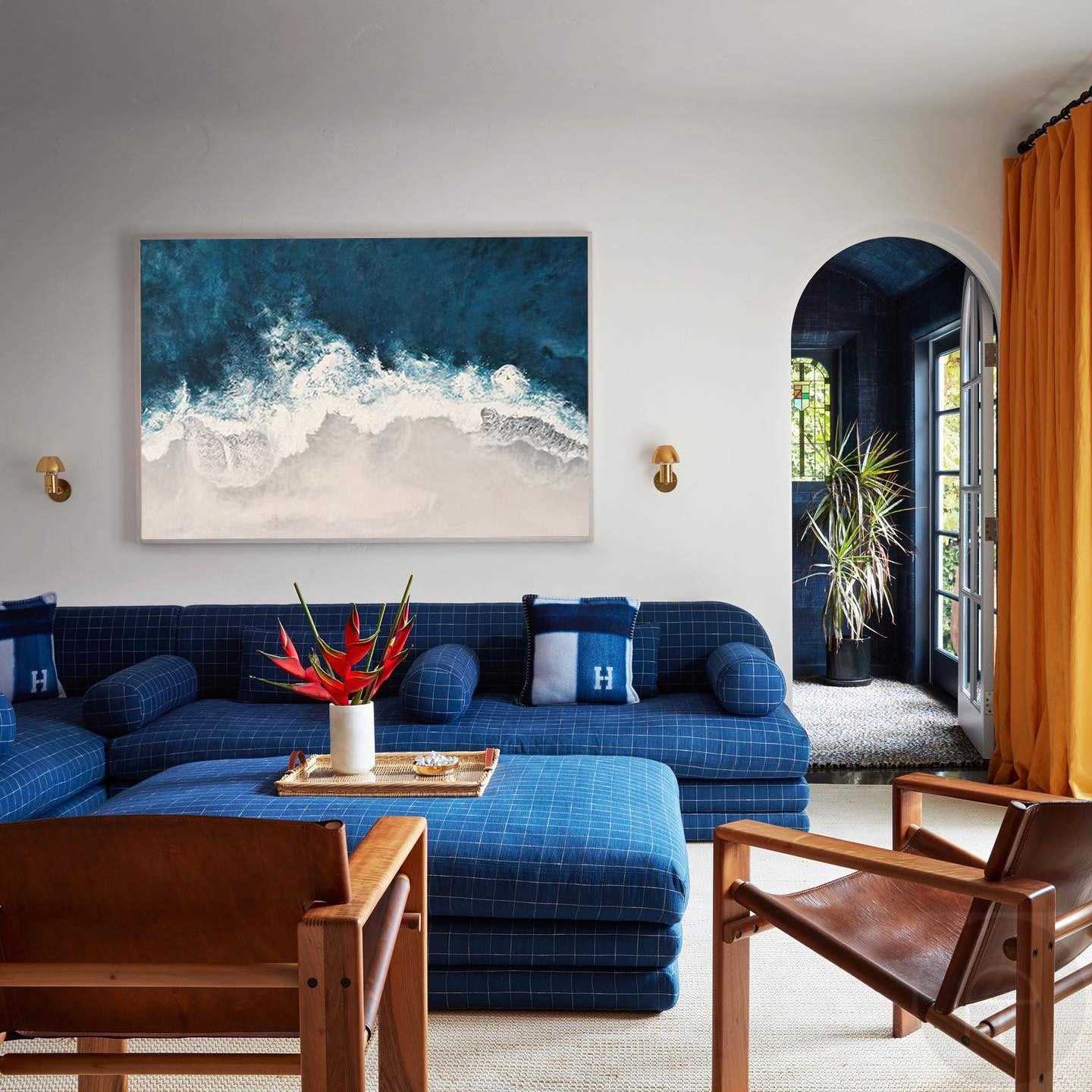 Teal‑White Horizontal Sea‑Wave Raised‑Textured Artwork